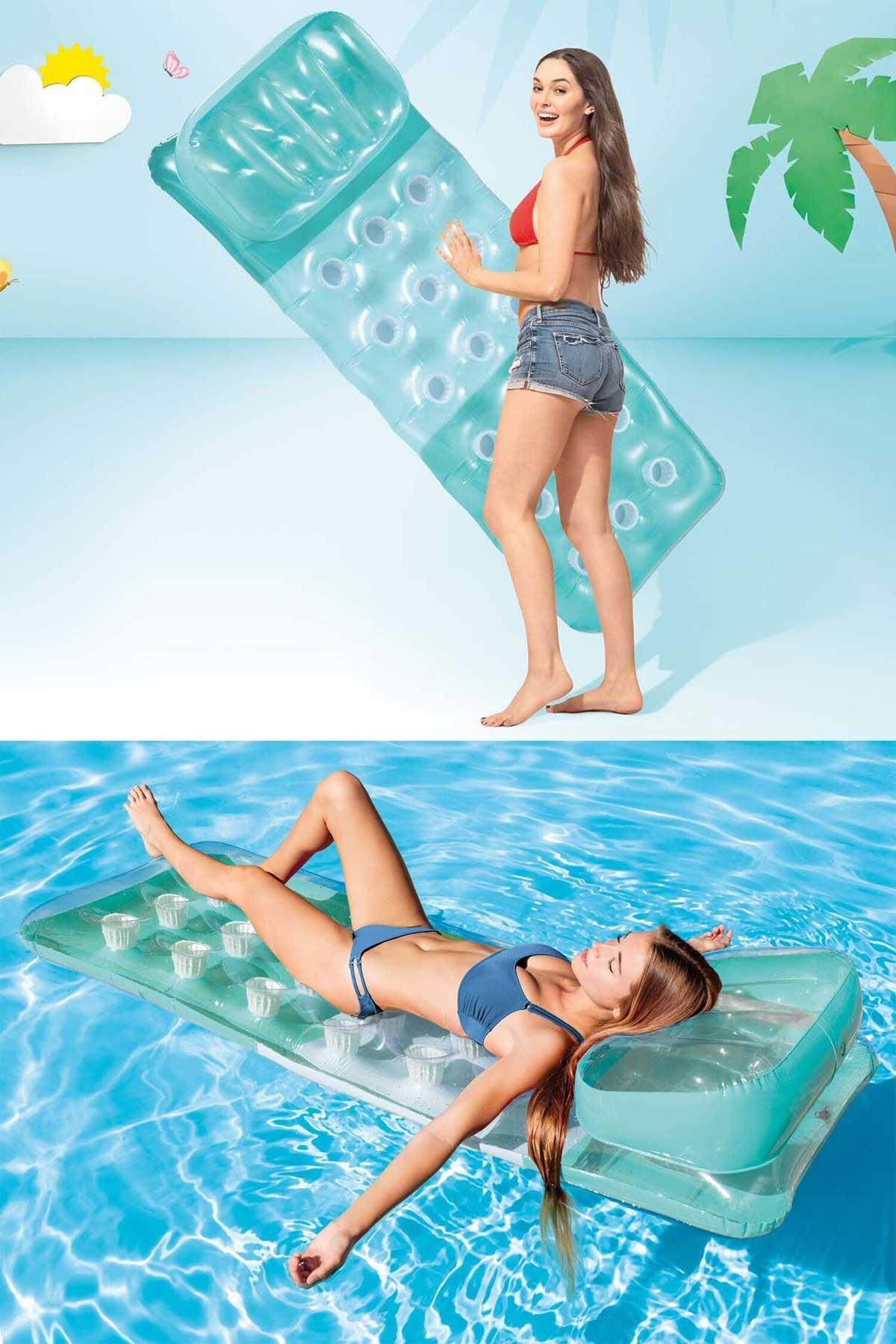 Intex 58890 188x71 cm Yastıklı Bardaklı Deniz Yatağı IDY 58890