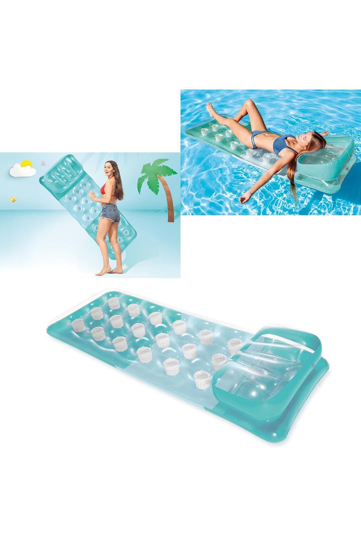Intex 58890 188x71 cm Yastıklı Bardaklı Deniz Yatağı IDY 58890