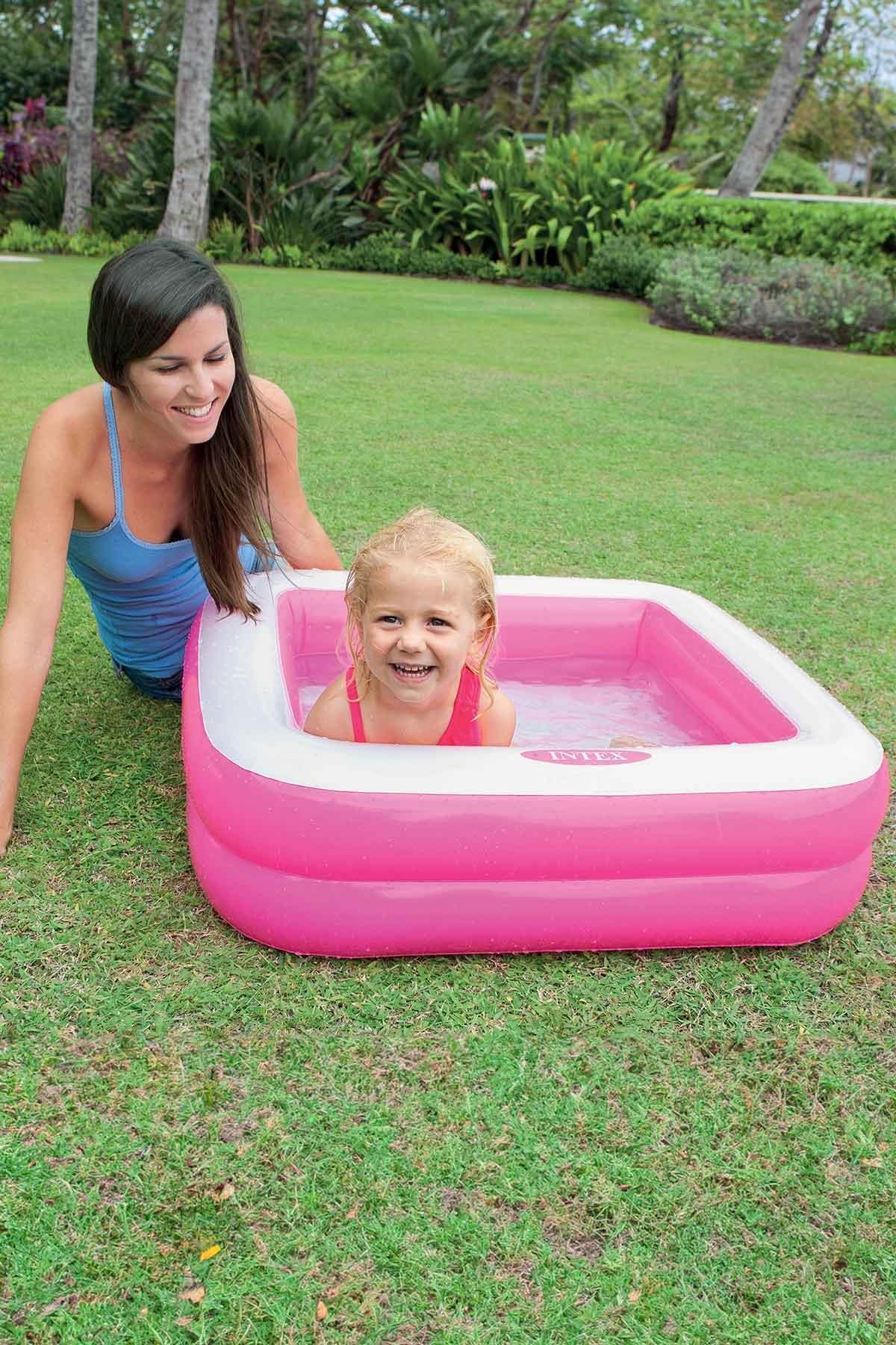 Intex Şişme Taban Mini Kare Havuz 86x86x25 cm Pembe IH57100