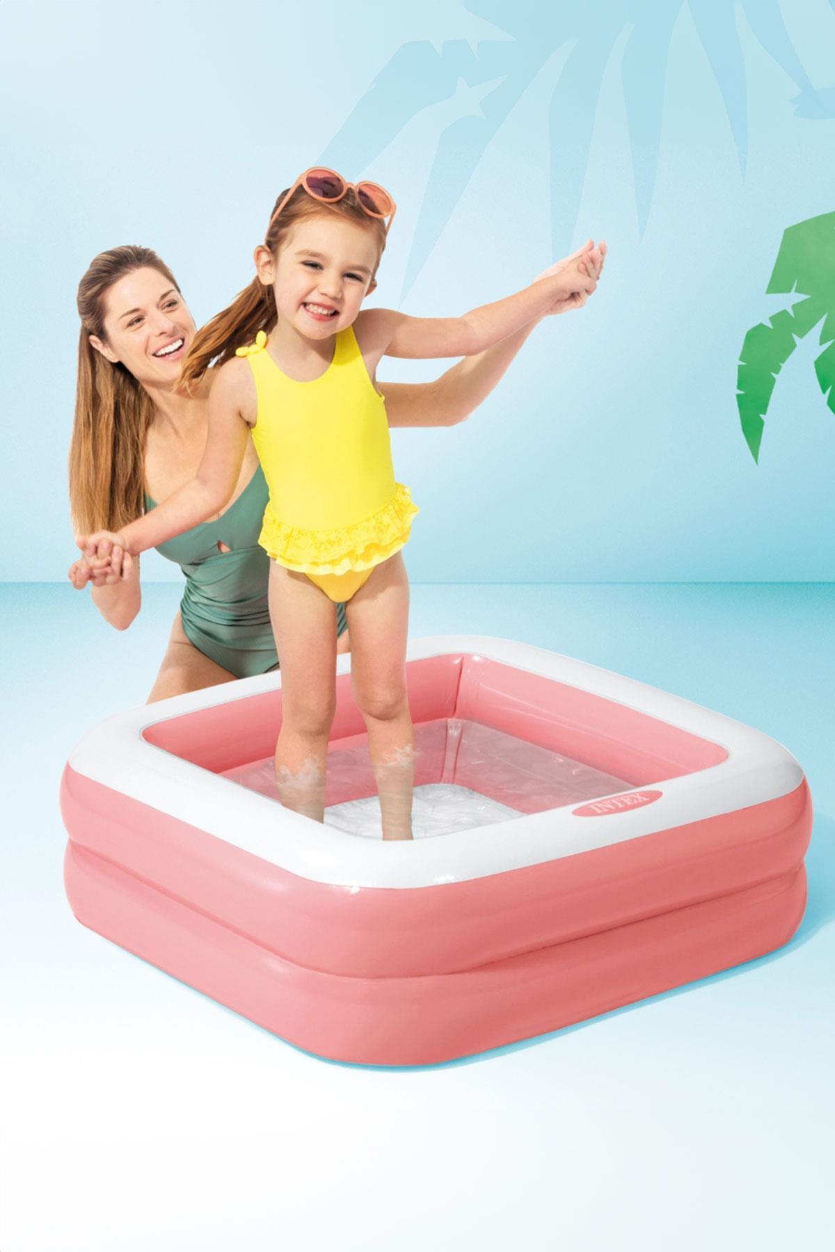 Intex Şişme Taban Mini Kare Havuz 86x86x25 cm Pembe IH57100