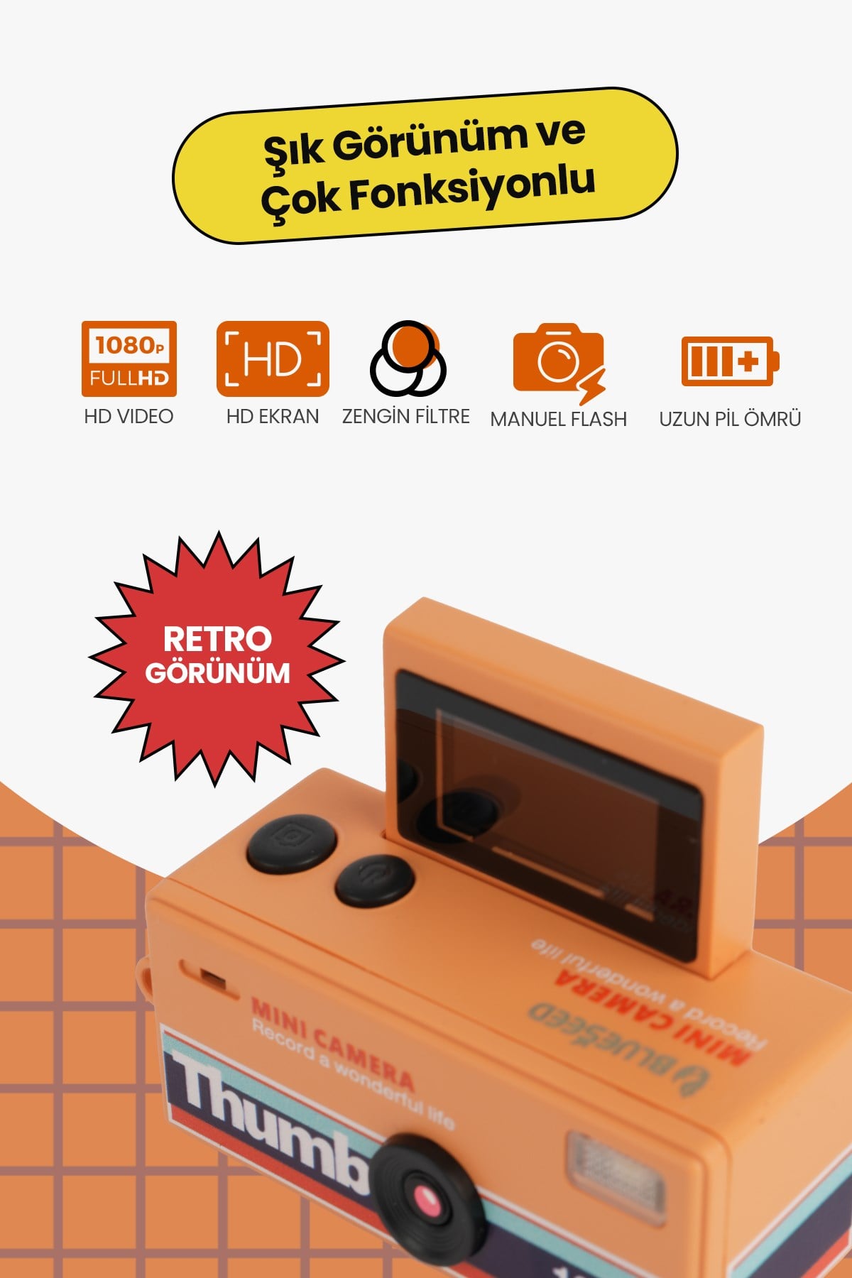 Joyplus Camera Mini Dijital Kamera Retro Tasarım Taşınabilir Video ve Fotoğraf Kamerası LK-030 