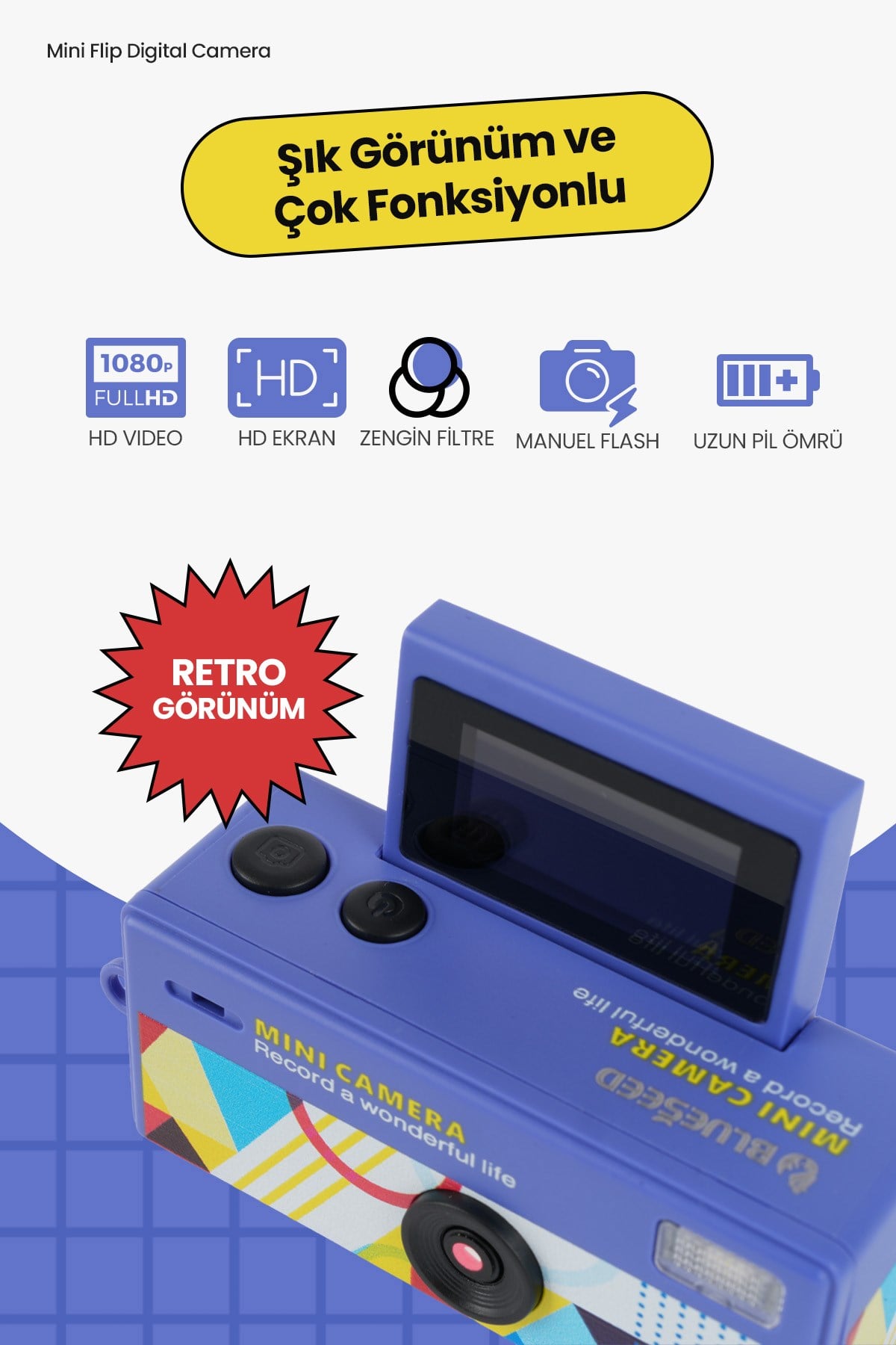 Joyplus Camera Mini Dijital Kamera Retro Tasarım Taşınabilir Video ve Fotoğraf Kamerası LK-030 
