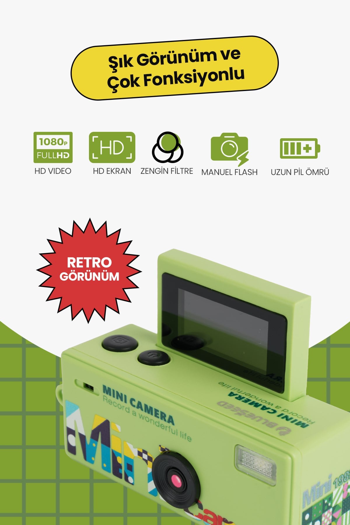 Joyplus Camera Mini Dijital Kamera Retro Tasarım Taşınabilir Video ve Fotoğraf Kamerası LK-030 