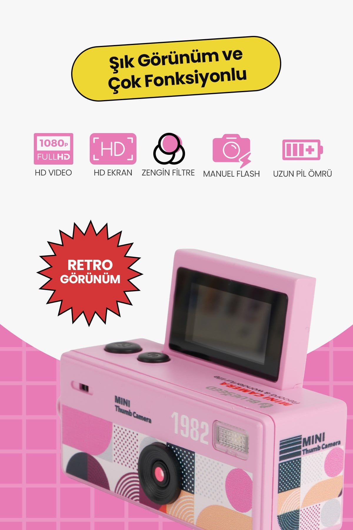 Joyplus Camera Mini Dijital Kamera Retro Tasarım Taşınabilir Video ve Fotoğraf Kamerası LK-030 