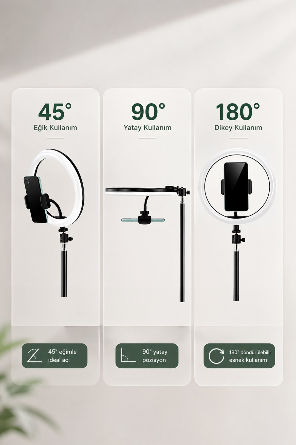 Joyplus Selfie Çubuğu Ring Light Led Işıklı Tripod Halka Youtuber Tiktok Video Makyaj Işığı Ayaklı