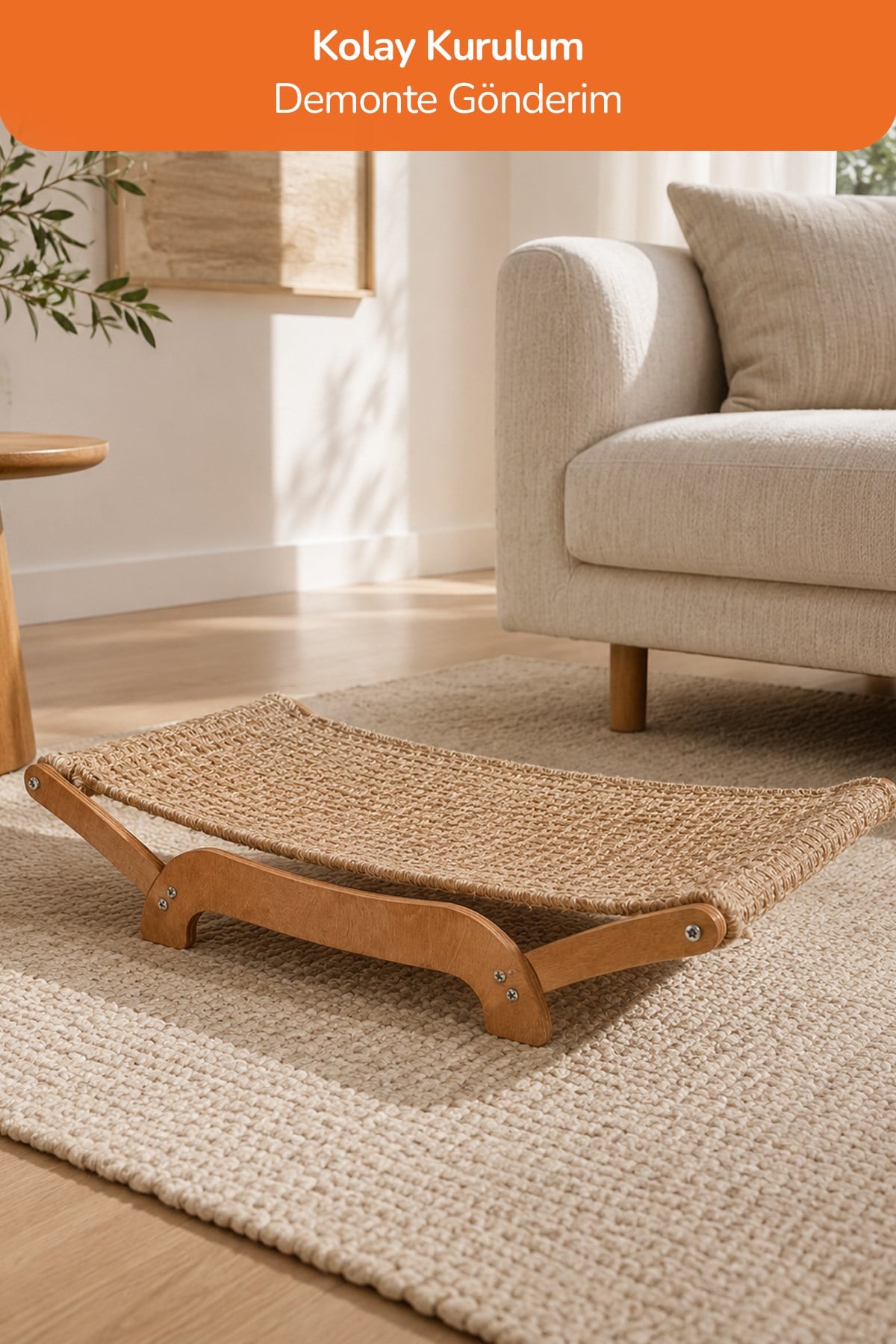 Kediler İçin Tırmalanabilir Sisal Halı Özellikli Konforlu Kedi Yatağı 6075