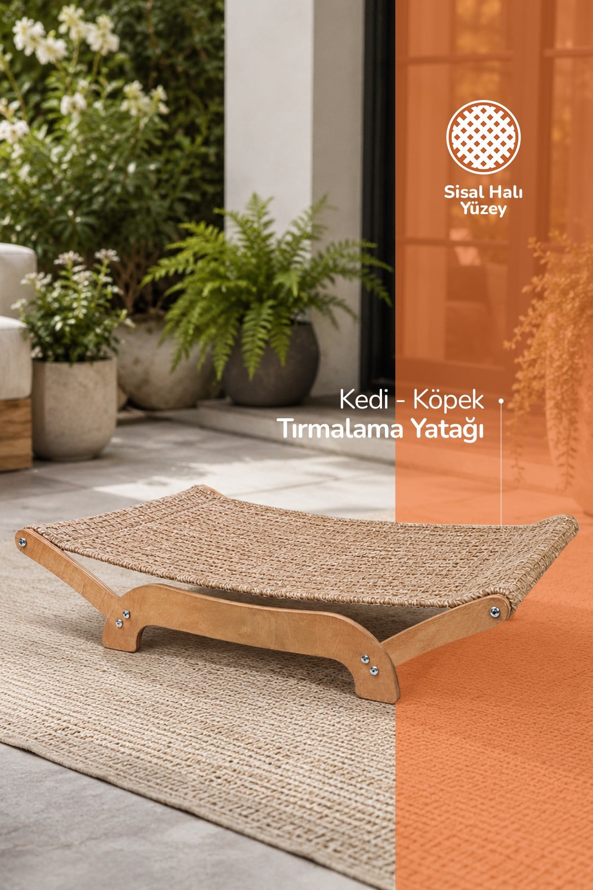 Kediler İçin Tırmalanabilir Sisal Halı Özellikli Konforlu Kedi Yatağı 6075