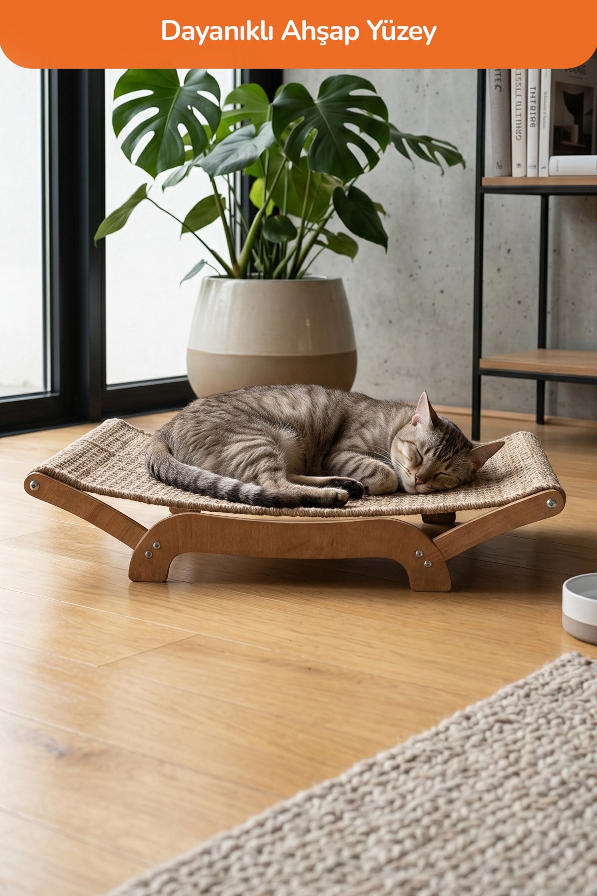 Kediler İçin Tırmalanabilir Sisal Halı Özellikli Konforlu Kedi Yatağı 6075