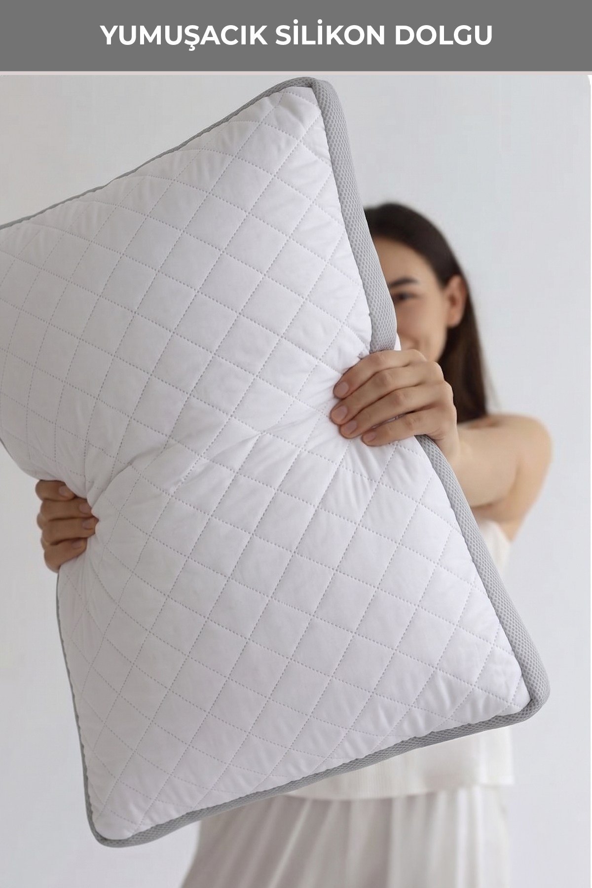 Klimalı Yastık 50x70 cm – Terletmeyen, Hava Alan Mikrofiber Uyku Yastığı Gri