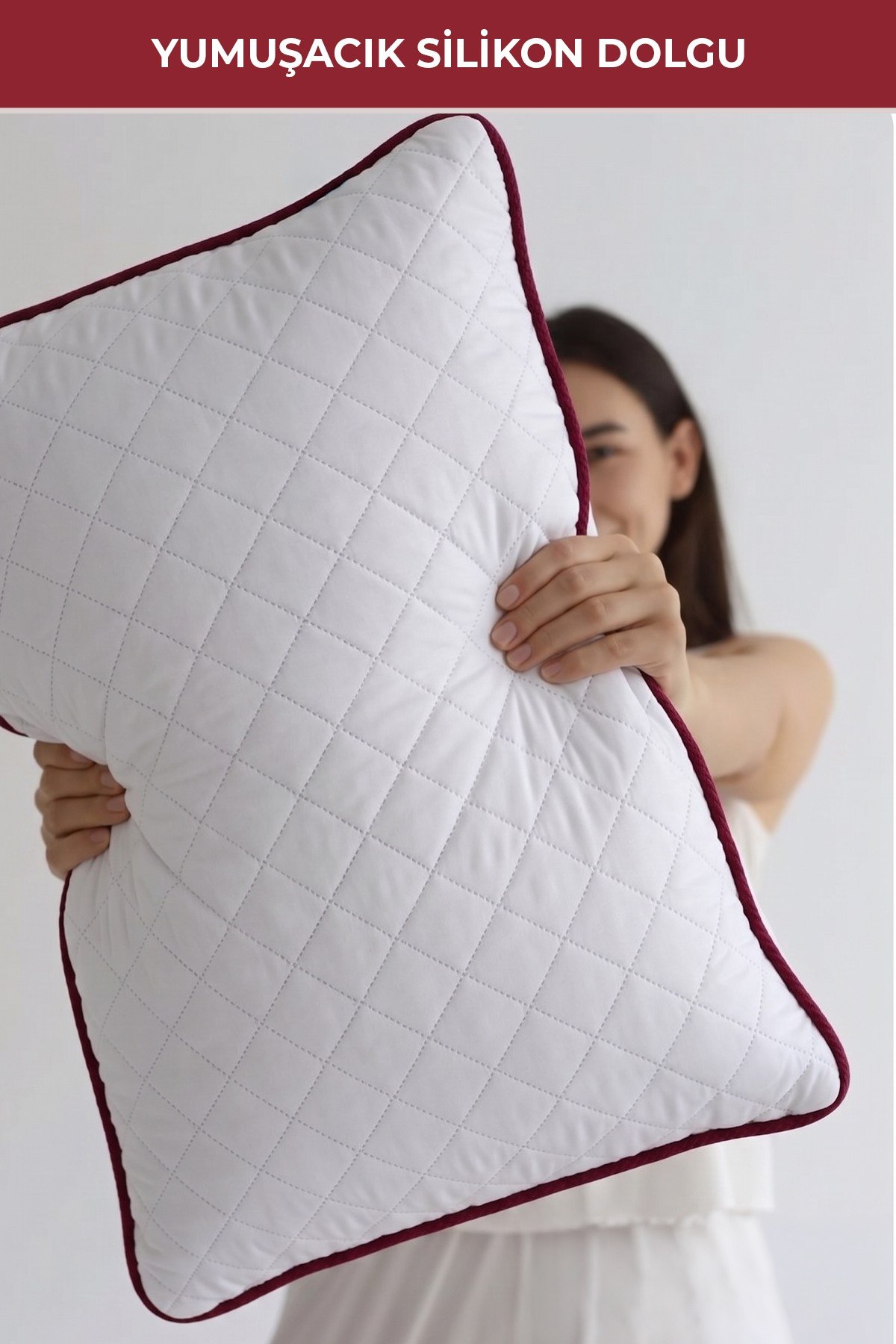 Klimalı Yastık 50x70 cm – Terletmeyen, Hava Alan Mikrofiber Uyku Yastığı Bordo