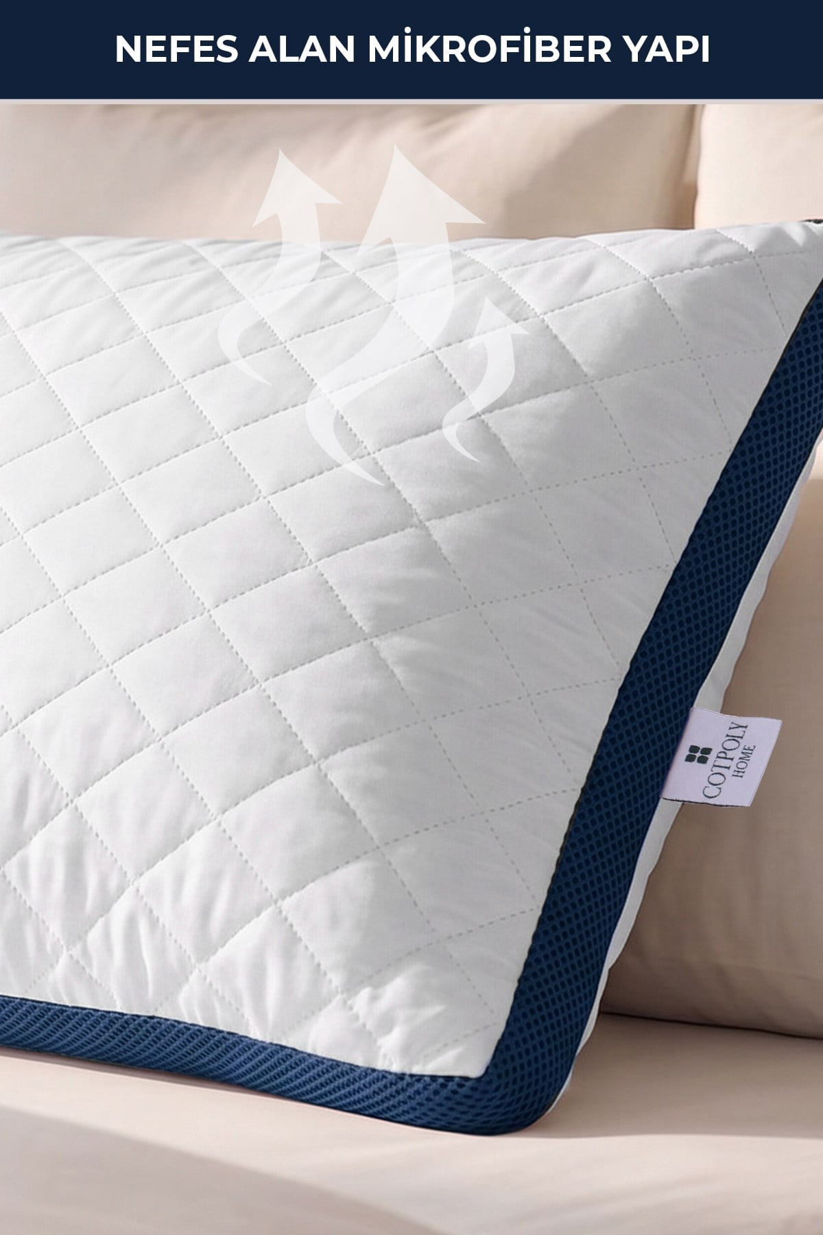 Klimalı Yastık 50x70 cm – Terletmeyen, Hava Alan Mikrofiber Uyku Yastığı  Lacivert
