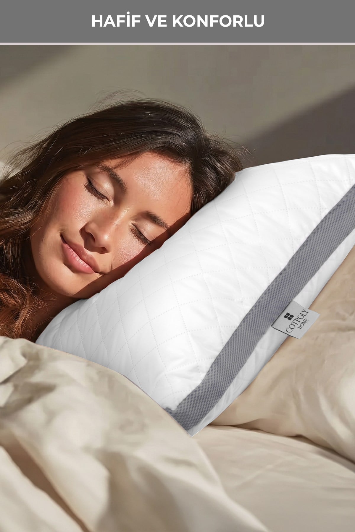 Klimalı Yastık 50x70 cm – Terletmeyen, Hava Alan Mikrofiber Uyku Yastığı Gri