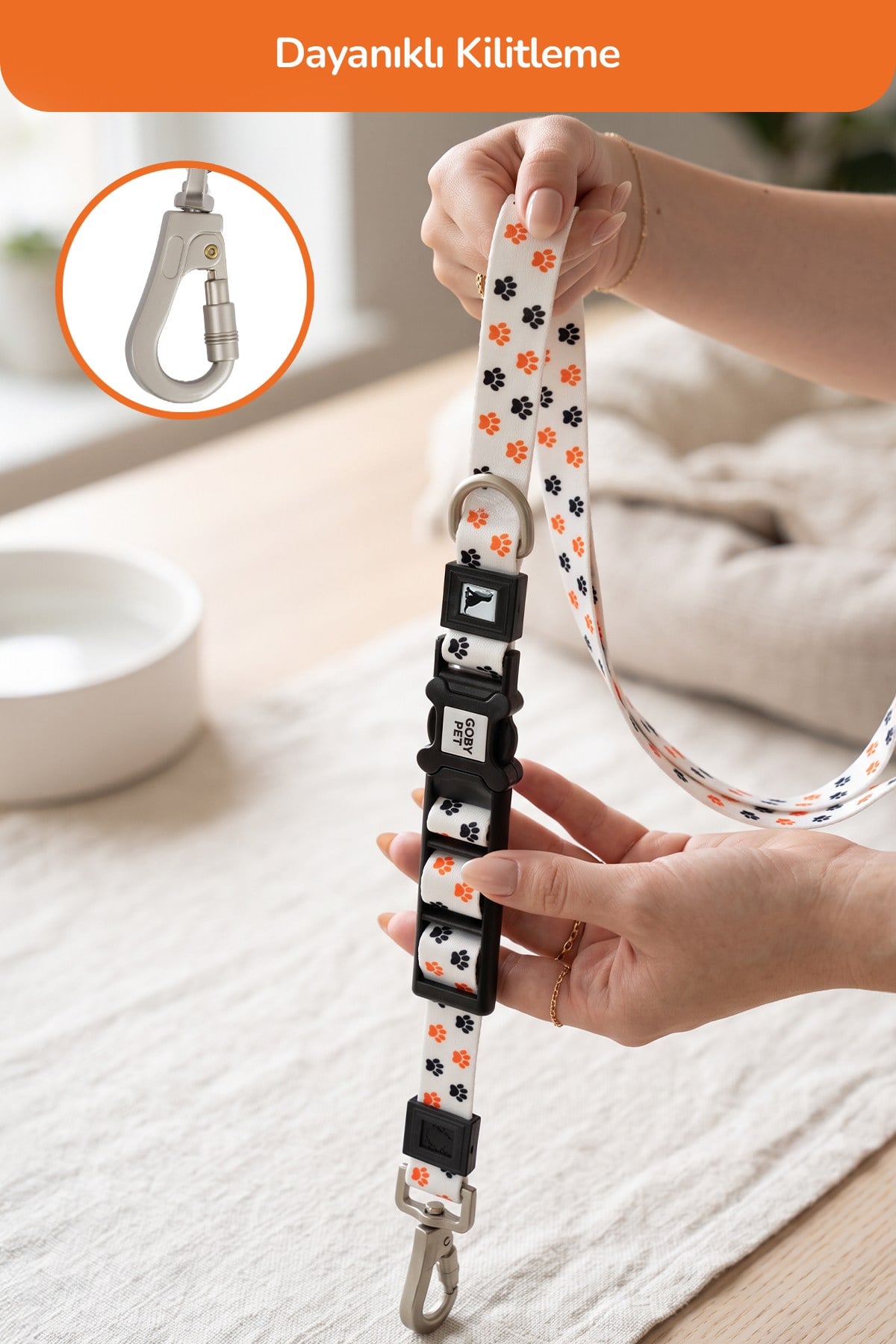 Köpekler İçin Dayanıklı Ve Güvenli, Desenli Eller Serbest Gezdirme Tasması ( 25mm )