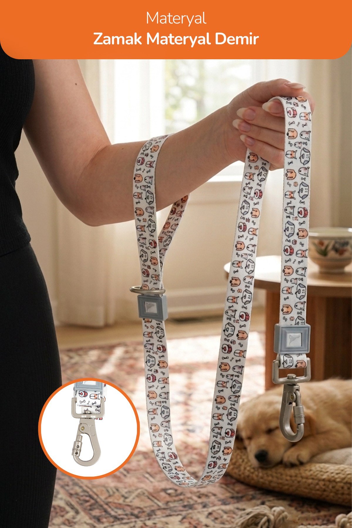 Köpekler İçin Dayanıklı Ve Güvenli, Desenli Gezdirme Tasması ( 25mm )  