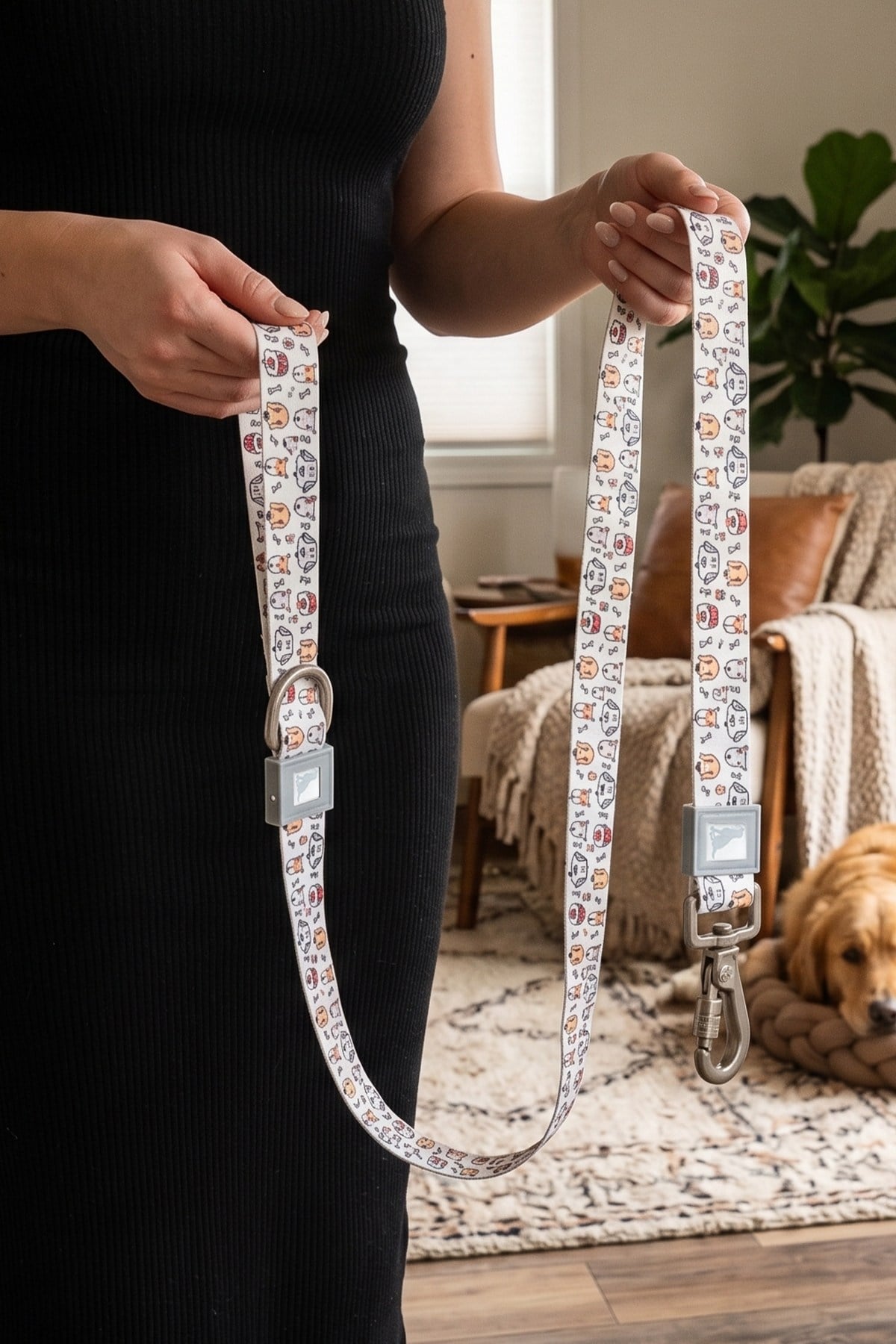 Köpekler İçin Dayanıklı Ve Güvenli, Desenli Gezdirme Tasması ( 25mm )  