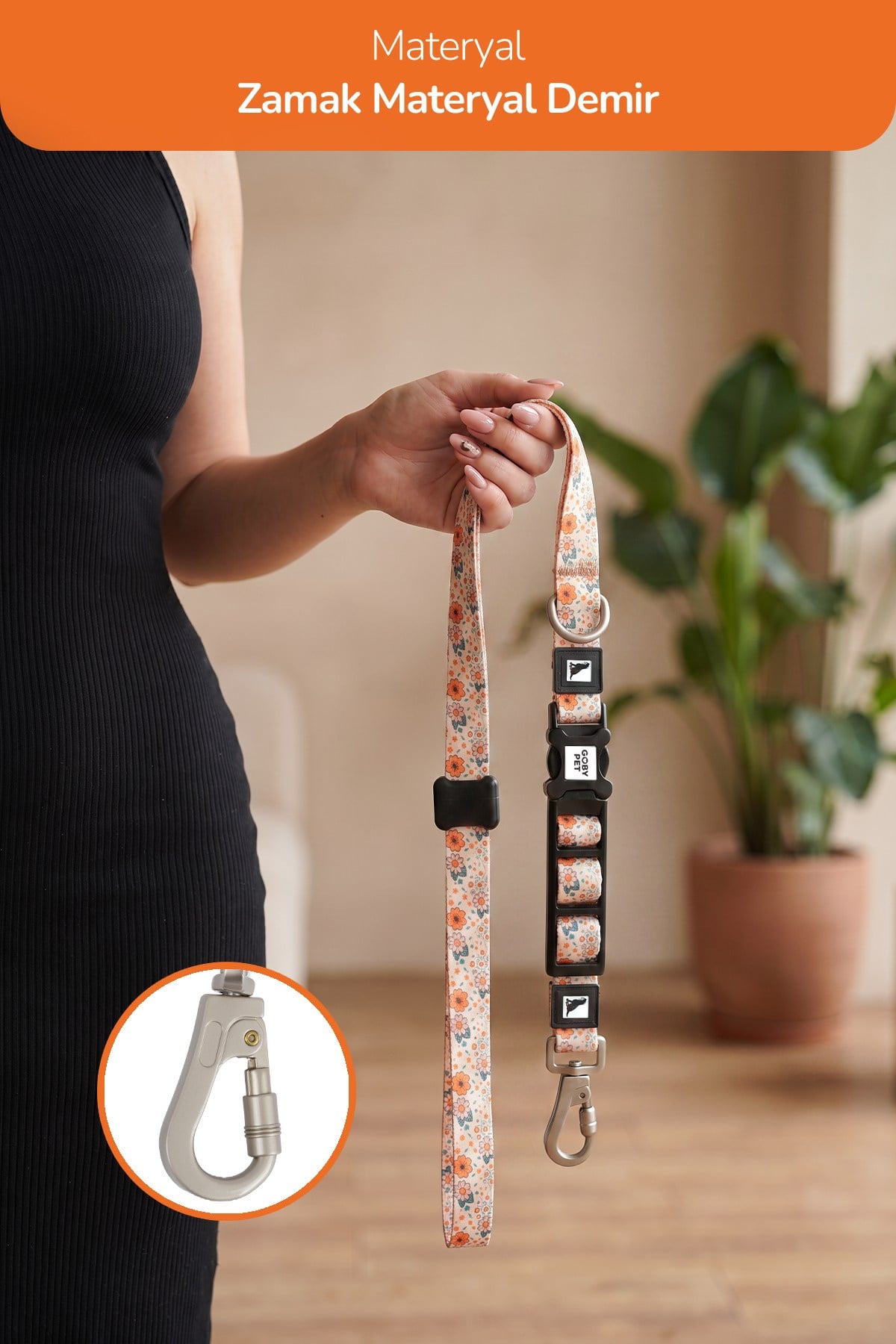 Köpekler İçin Dayanıklı Ve Güvenli, Desenli Eller Serbest Gezdirme Tasması ( 25mm )