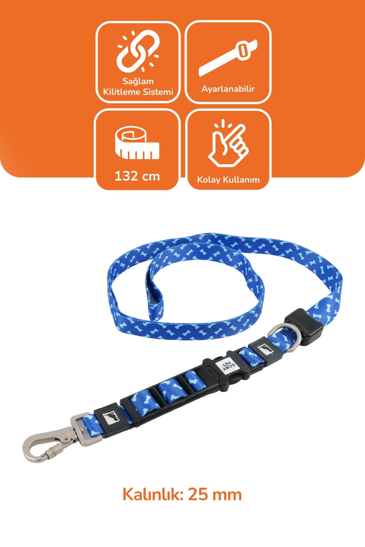 Köpekler İçin Dayanıklı Ve Güvenli, Desenli Eller Serbest Gezdirme Tasması ( 25mm )