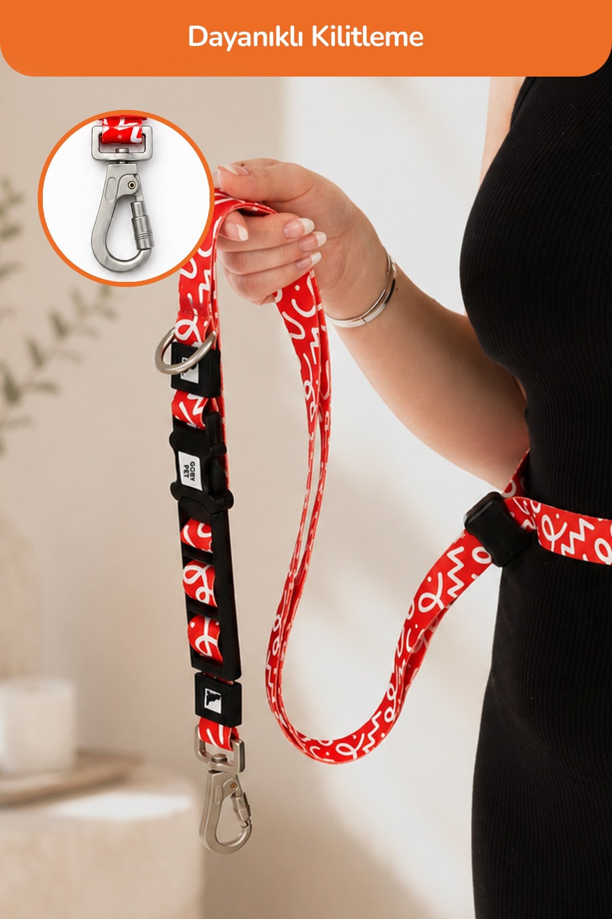 Köpekler İçin Dayanıklı Ve Güvenli, Desenli Eller Serbest Gezdirme Tasması ( 25mm )