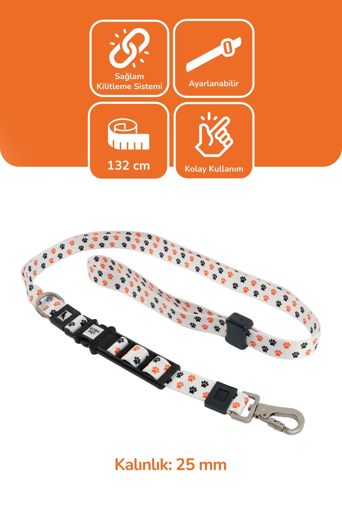 Köpekler İçin Dayanıklı Ve Güvenli, Desenli Eller Serbest Gezdirme Tasması ( 25mm )