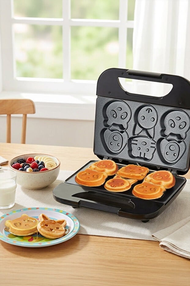 Ksm-2405K Elektrikli Waffle Makinesi Çocuk Portatif Mutfak Mini Waffle Izgara