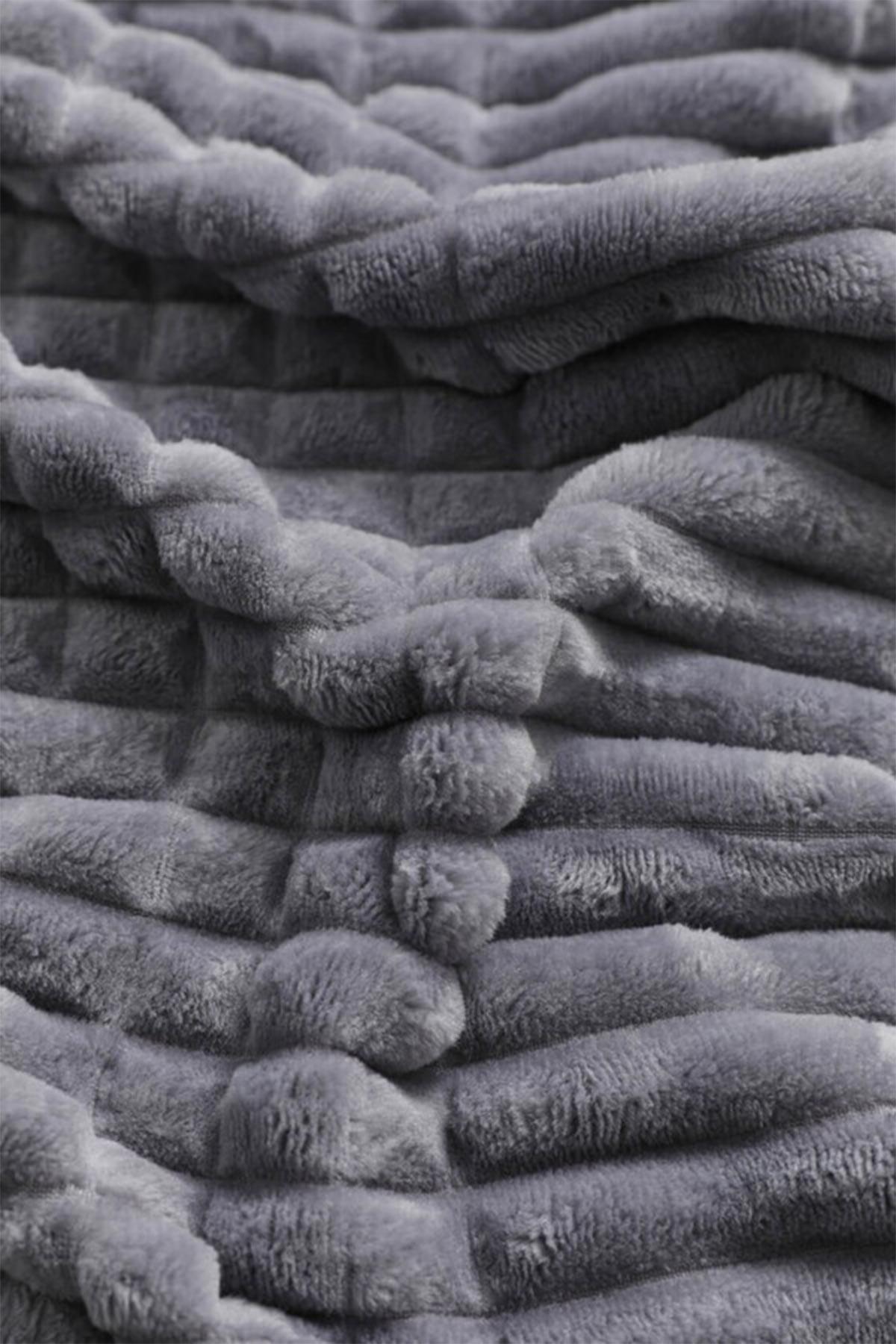 Merinos Eternity Fitilli Peluş Tek Kişilik Nevresim Takımı -Antrasit