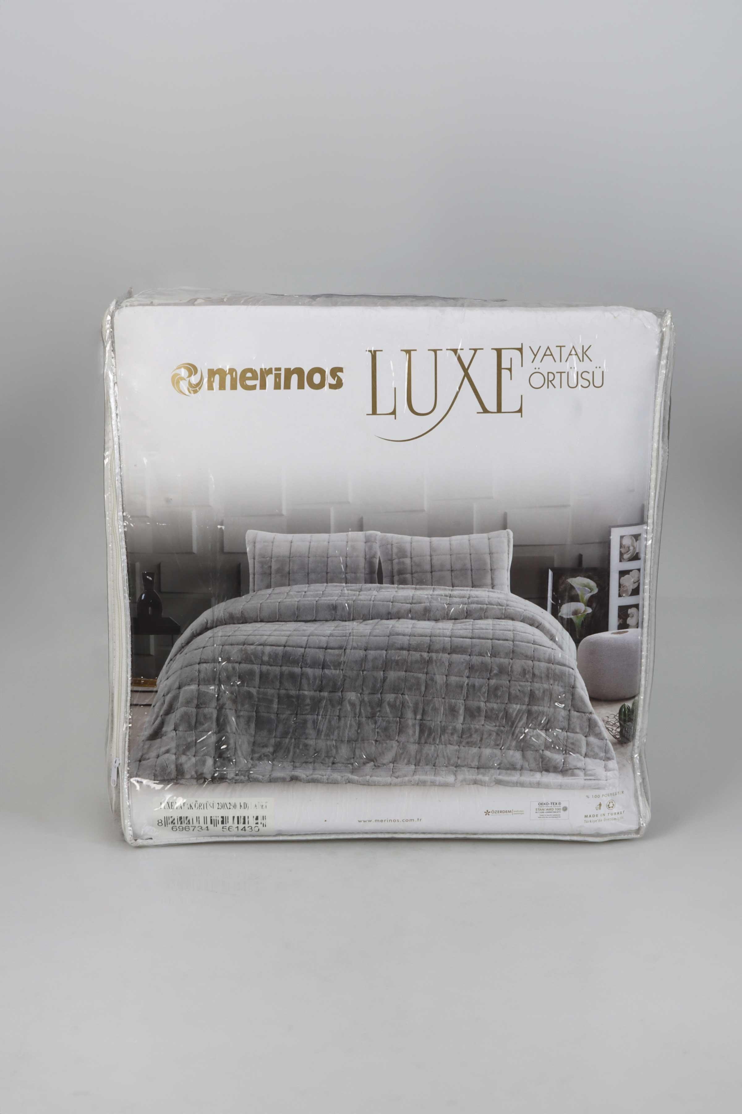Merinos Luxe Yatak Örtüsü Gri 230x250