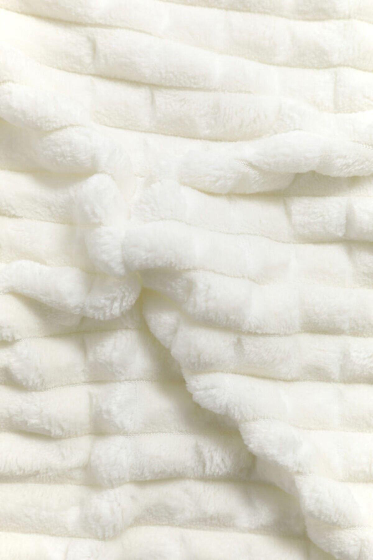 Merinos Modern Line 3 Parça Battaniye Seti - KEMİK-Ekru