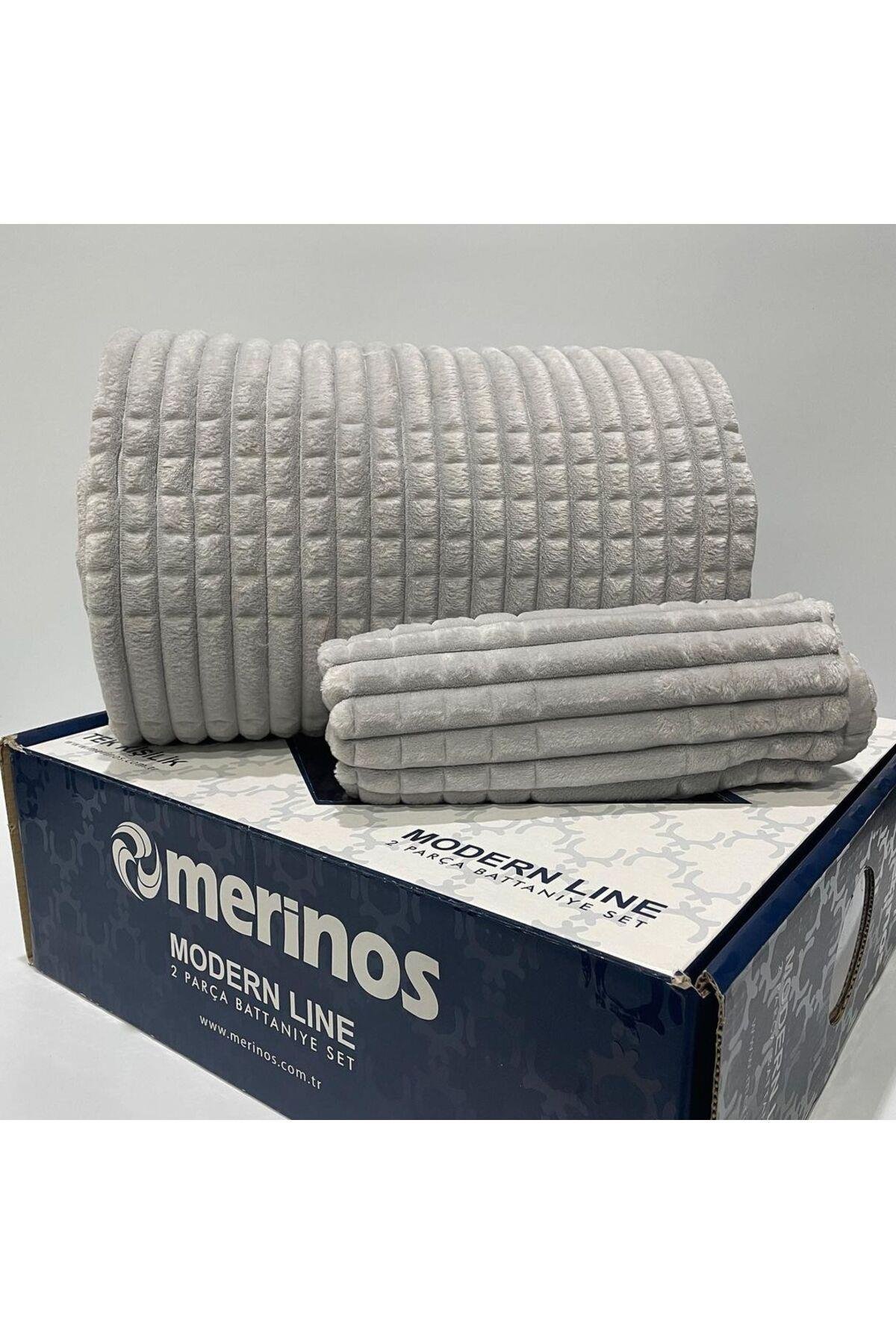 Merinos Modern Line Tek Kişilik 2 Parça Battaniye Seti - Gri