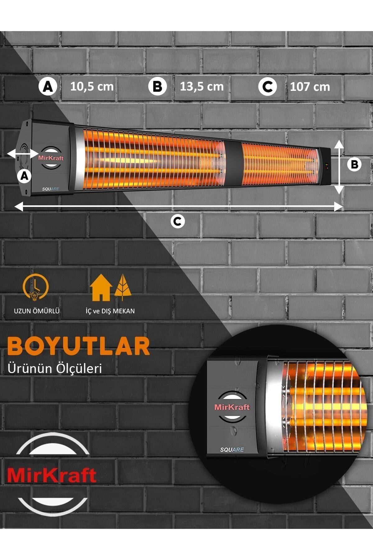 MirKraft Elektrikli Quartz Isıtıcı, 2800 Watt, İki Kademe (1400+1400), SQUARE