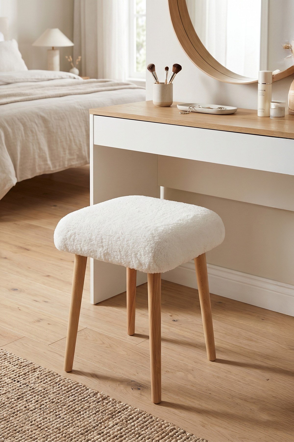 Peluş Kumaşlı Dekoratif Puf, Tabure 5983