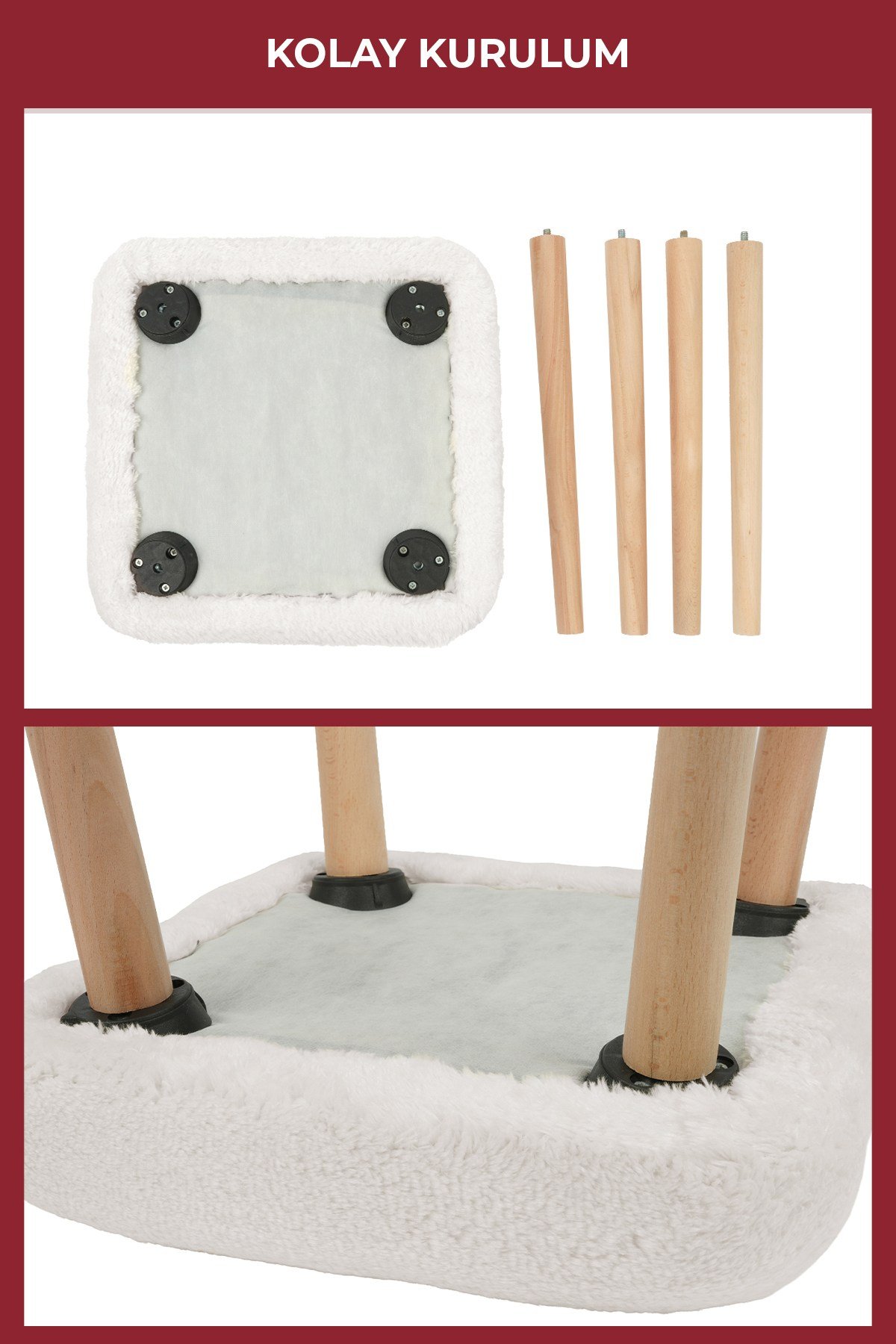 Peluş Kumaşlı Dekoratif Puf, Tabure 5983