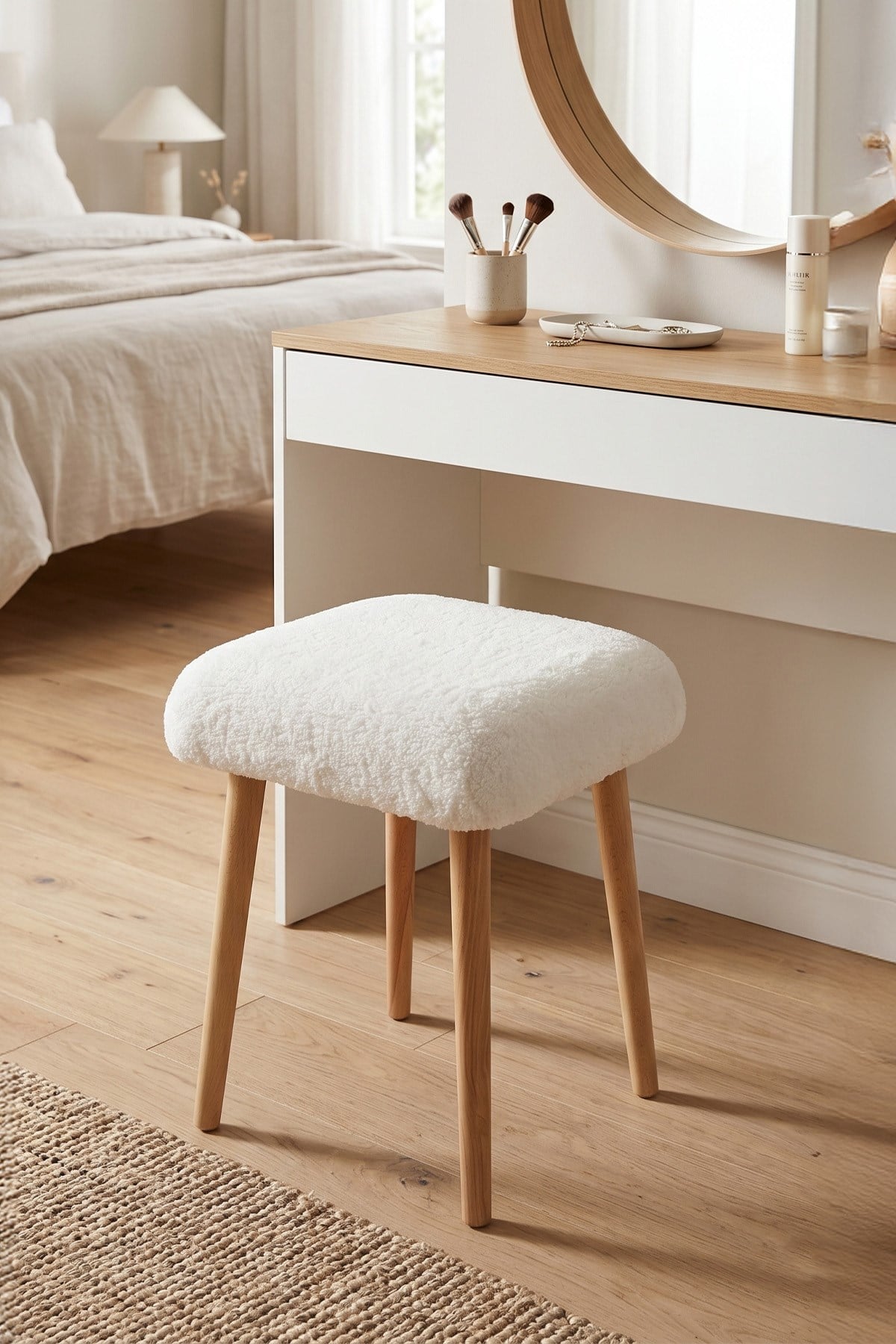 Peluş Kumaşlı Dekoratif Puf, Tabure 5983