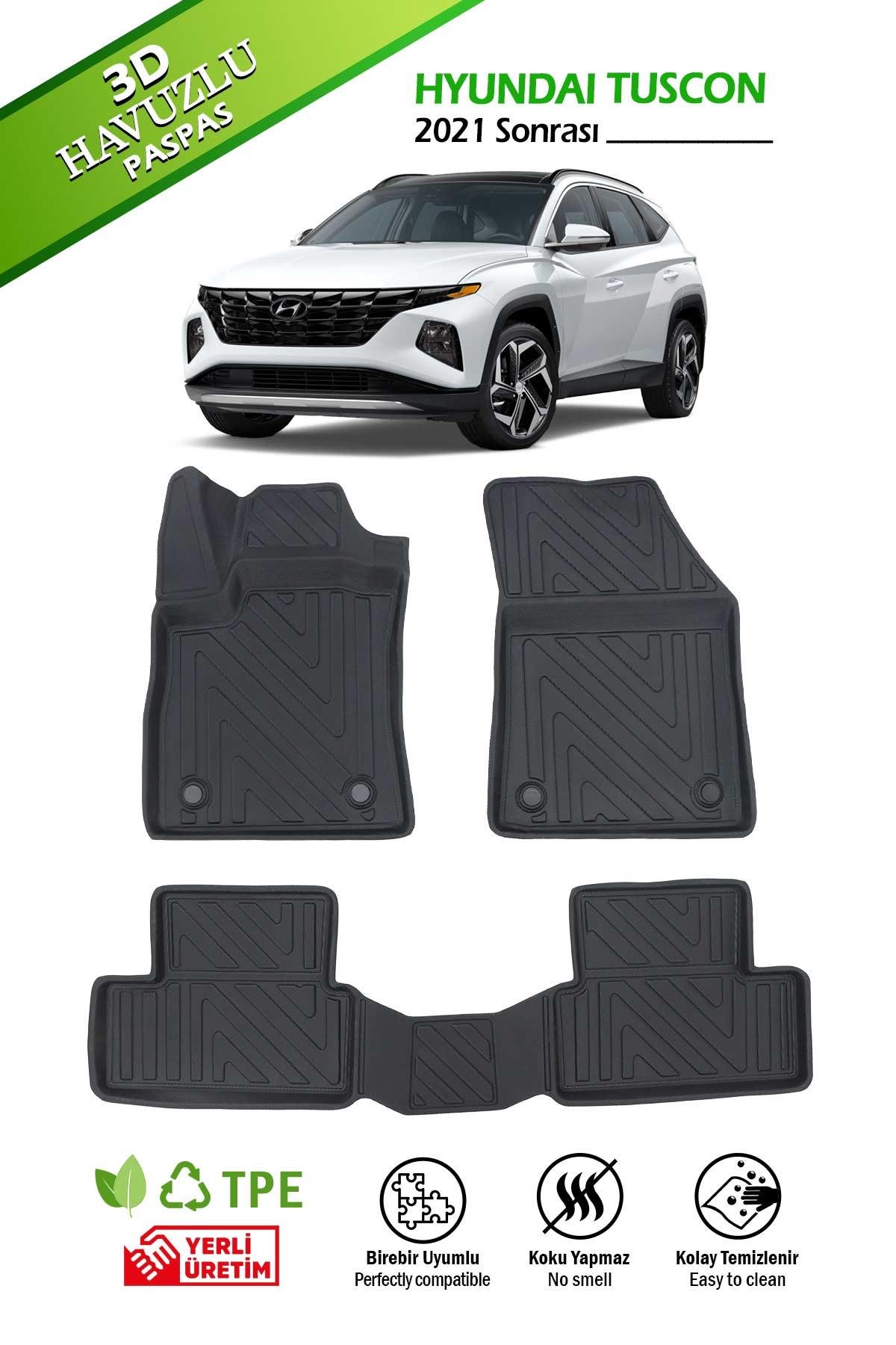 Pikas Havuzlu 3d Siyah Paspas Takımı,HYUNDAI-TUSCON 2021 Sonrası,3d Havuzlu Paspas,Hediye Araç Kokusu
