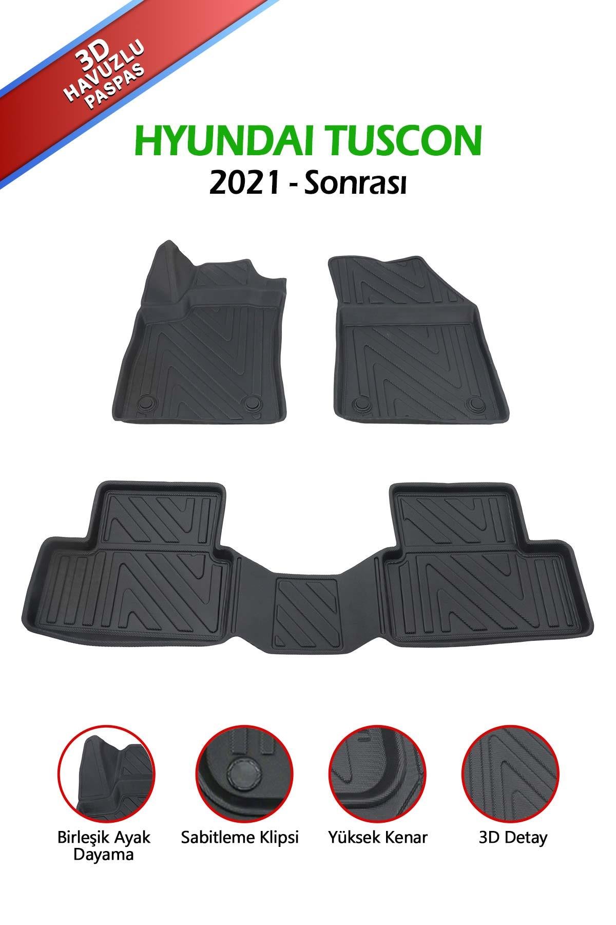 Pikas Havuzlu 3d Siyah Paspas Takımı,HYUNDAI-TUSCON 2021 Sonrası,3d Havuzlu Paspas,Hediye Araç Kokusu