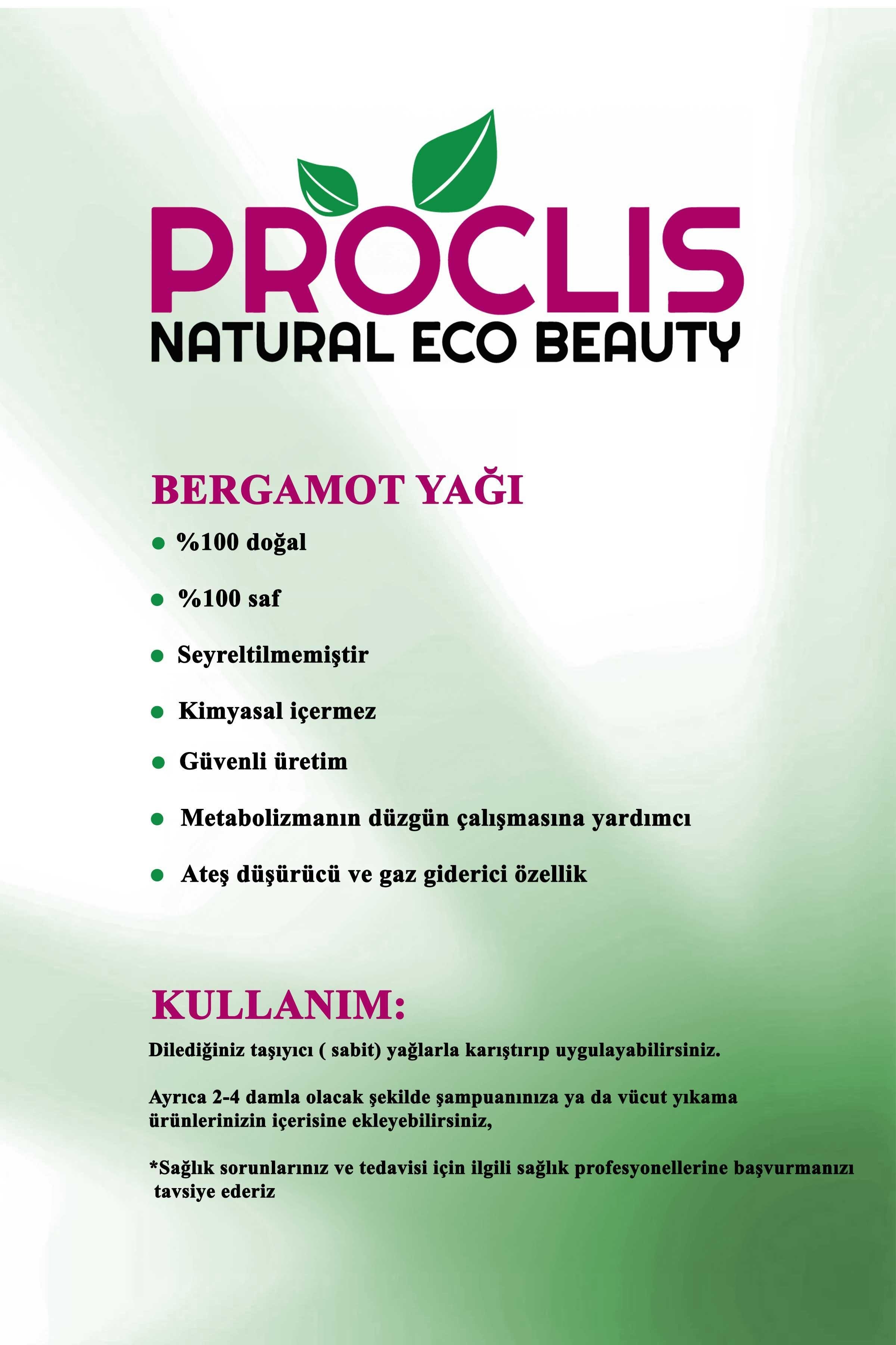 PROCLİS %100 Doğal Bergamot Yağı / Bergamot Oil, Cam Şişe 10 ml Sprey Başlıklı