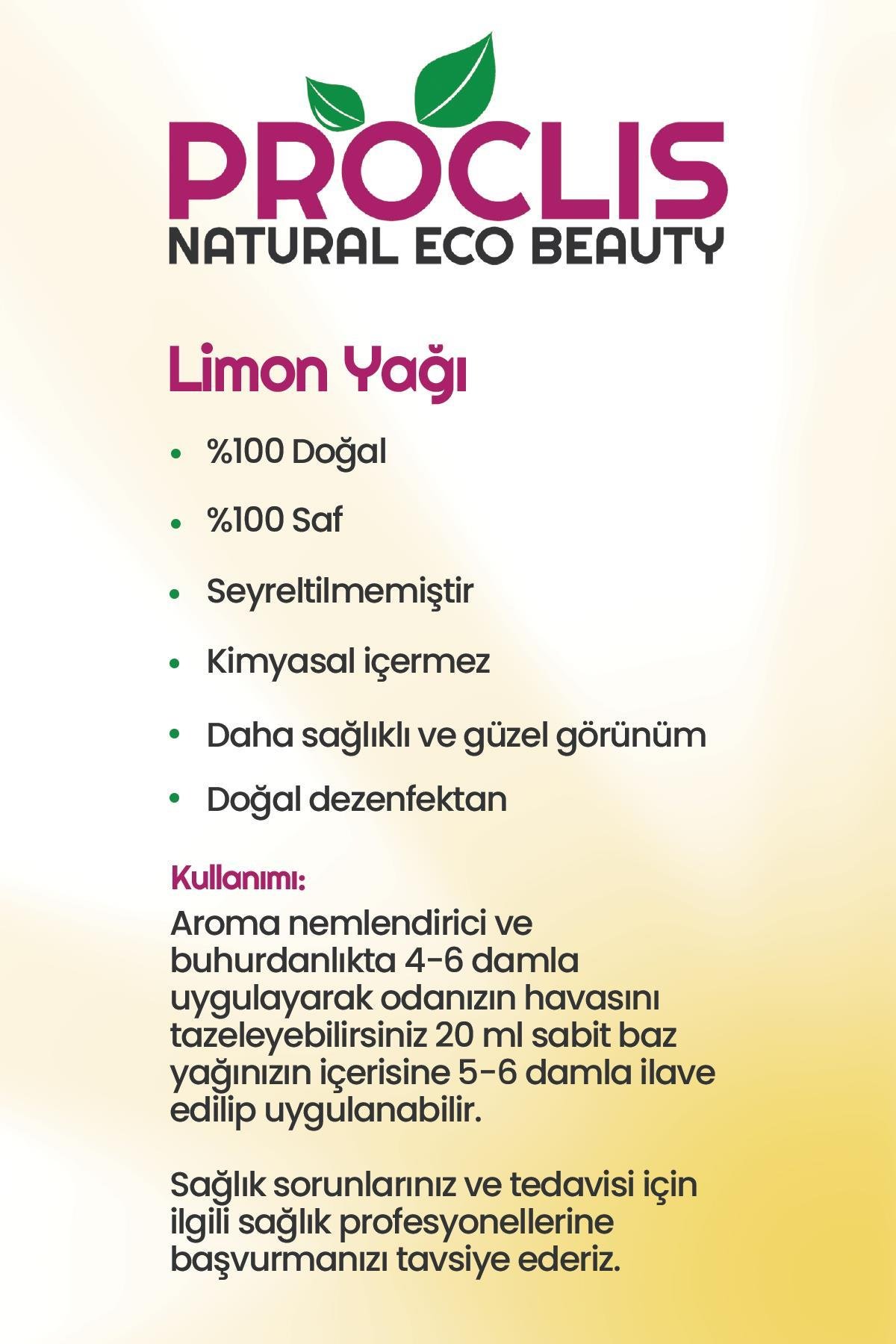 PROCLİS Soğuk Sıkım Limon Yağı, %100 Doğal Bitkisel Uçucu Yağ, Lemon Oil 10 ml Sprey Başlıklı