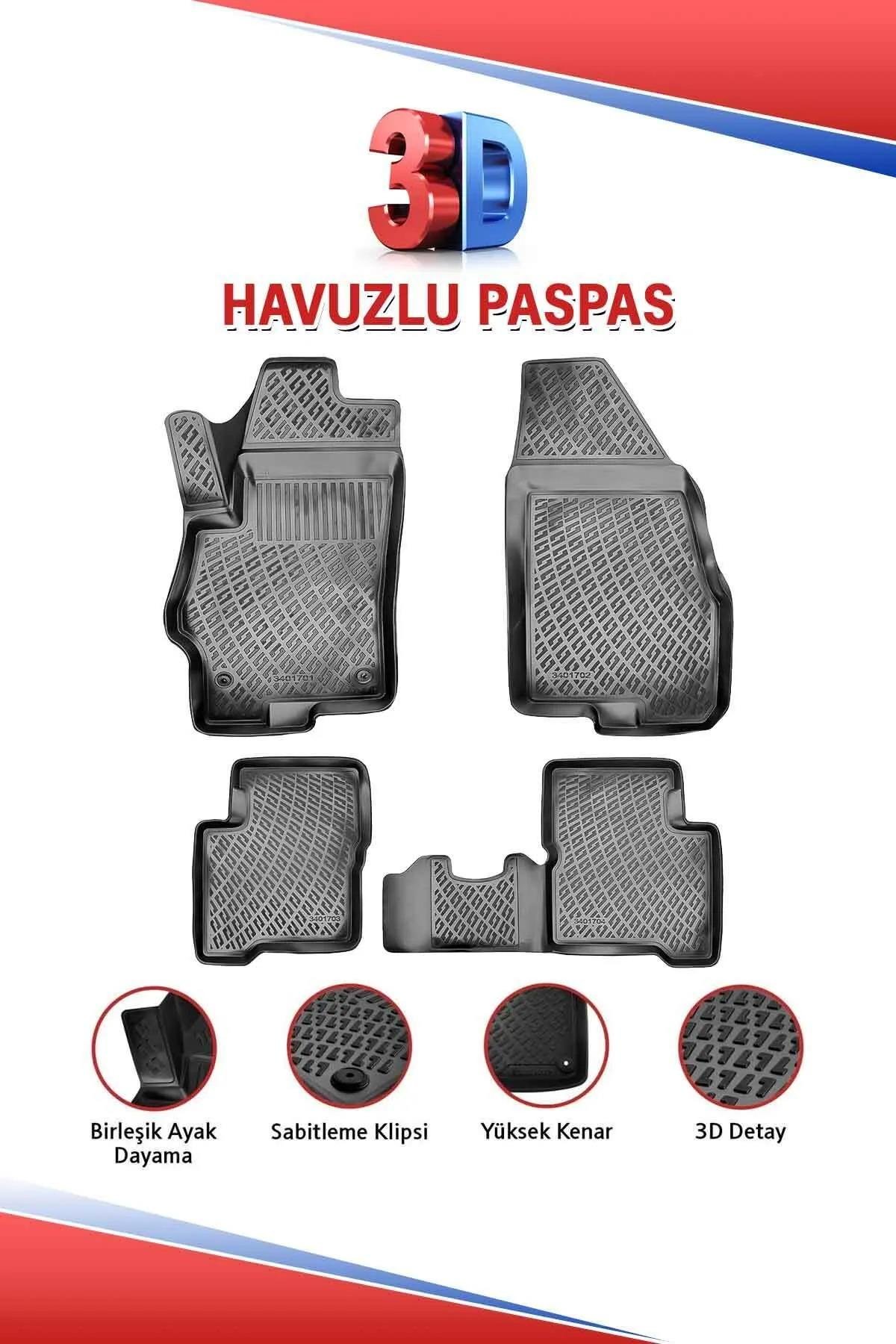 Rizline Fiat Linea 2007 Sonrası 3d Hvuzlu  Paspas Siyah 8682578000891,  Oto Kokusu Hediye