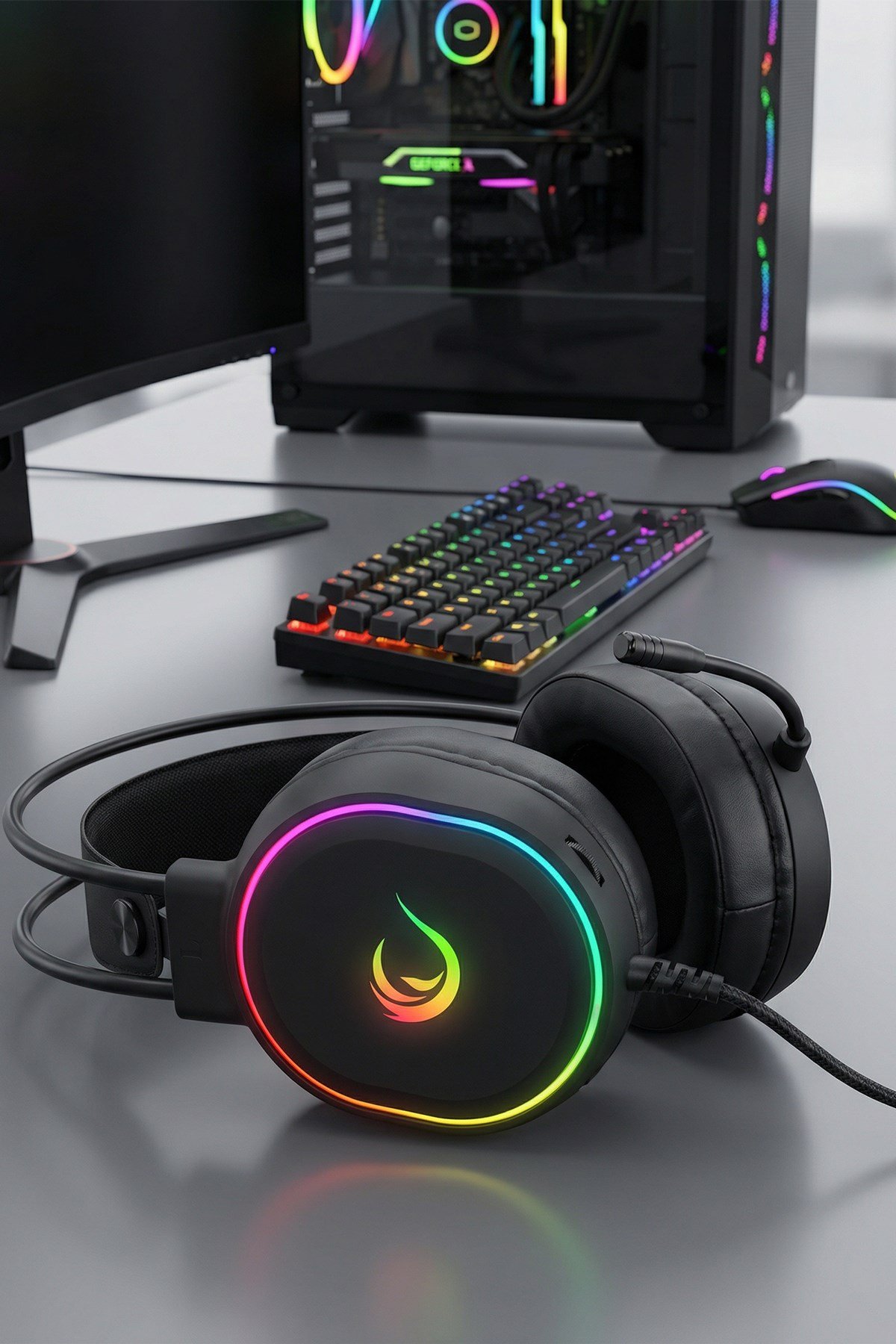 Rogue Siyah Usb 7.1 Rgb Ledli Gaming Esnek Mikrofonlu Oyuncu Kulaklık