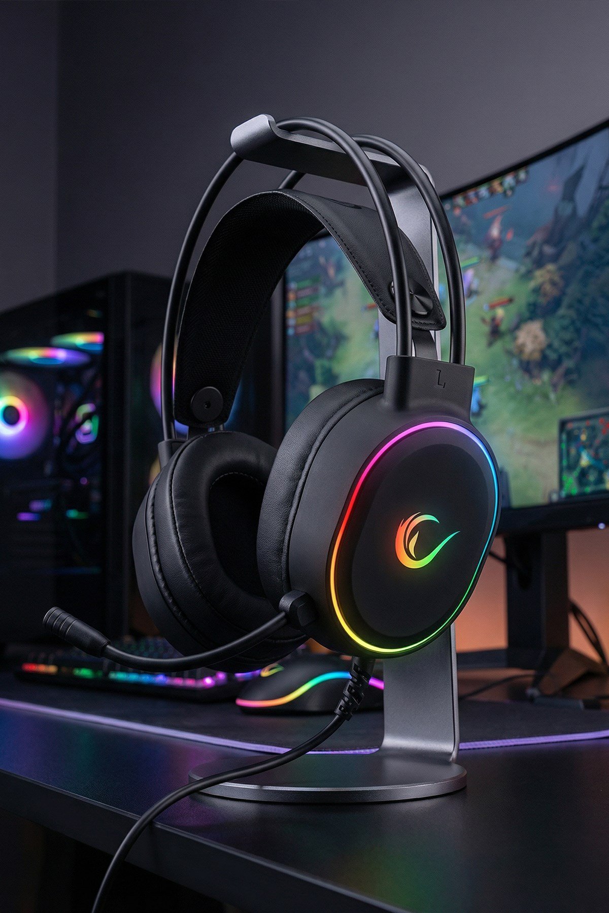 Rogue Siyah Usb 7.1 Rgb Ledli Gaming Esnek Mikrofonlu Oyuncu Kulaklık