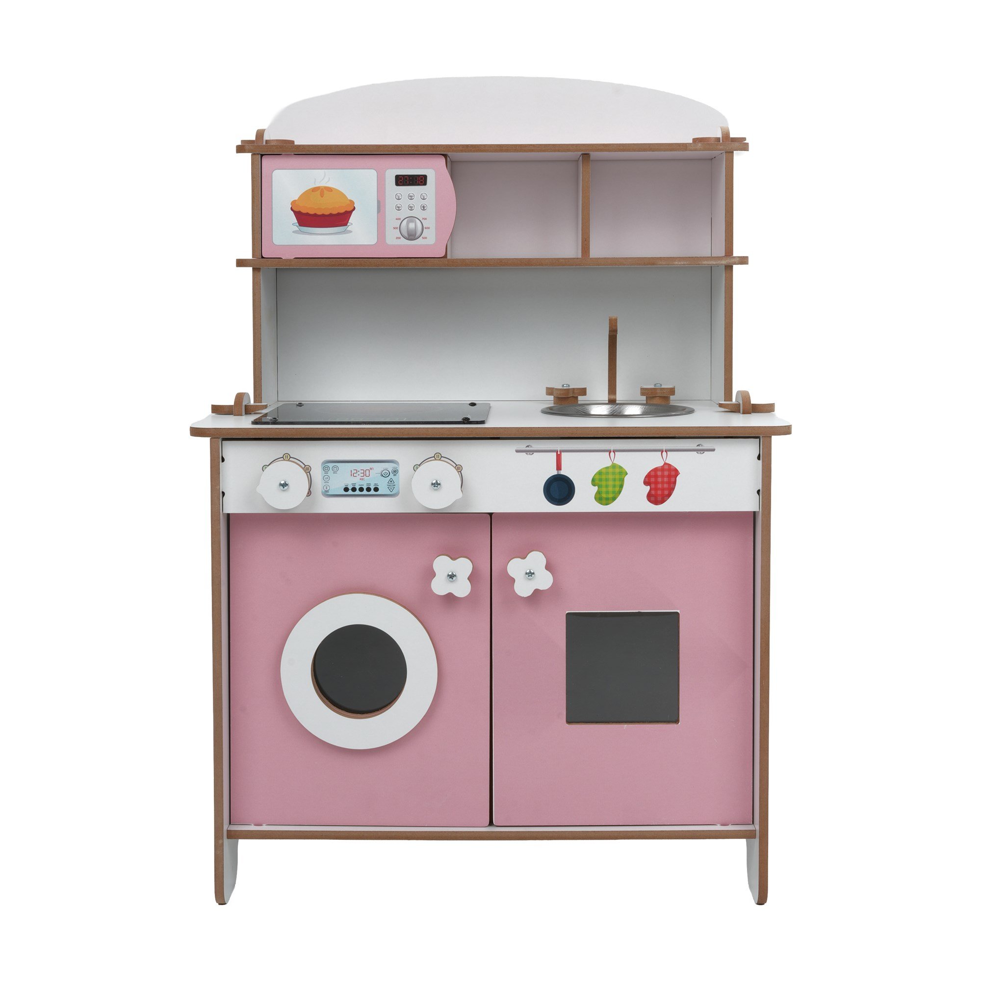 ROZİTOYS Ahşap Montessori Minimal Led Ocak Tasarımlı Çocuklar İçin Eğitici Mutfak 5977