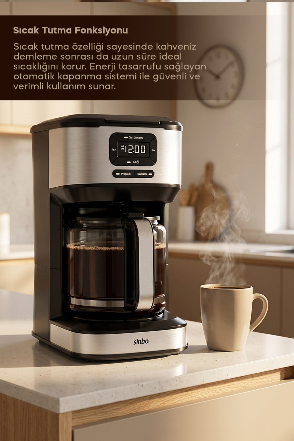 SCM-9042 Otomatik Zaman Ayarlı XL 14 Fincan Filtre Kahve Makinesi Dijital Göstergeli