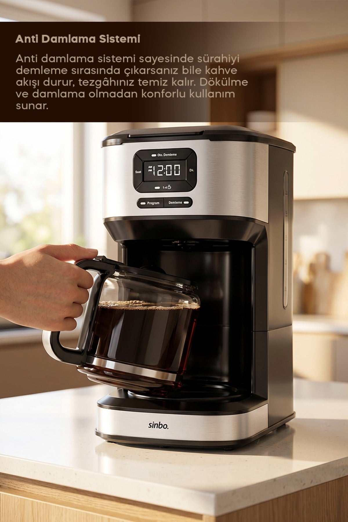 SCM-9042 Otomatik Zaman Ayarlı XL 14 Fincan Filtre Kahve Makinesi Dijital Göstergeli