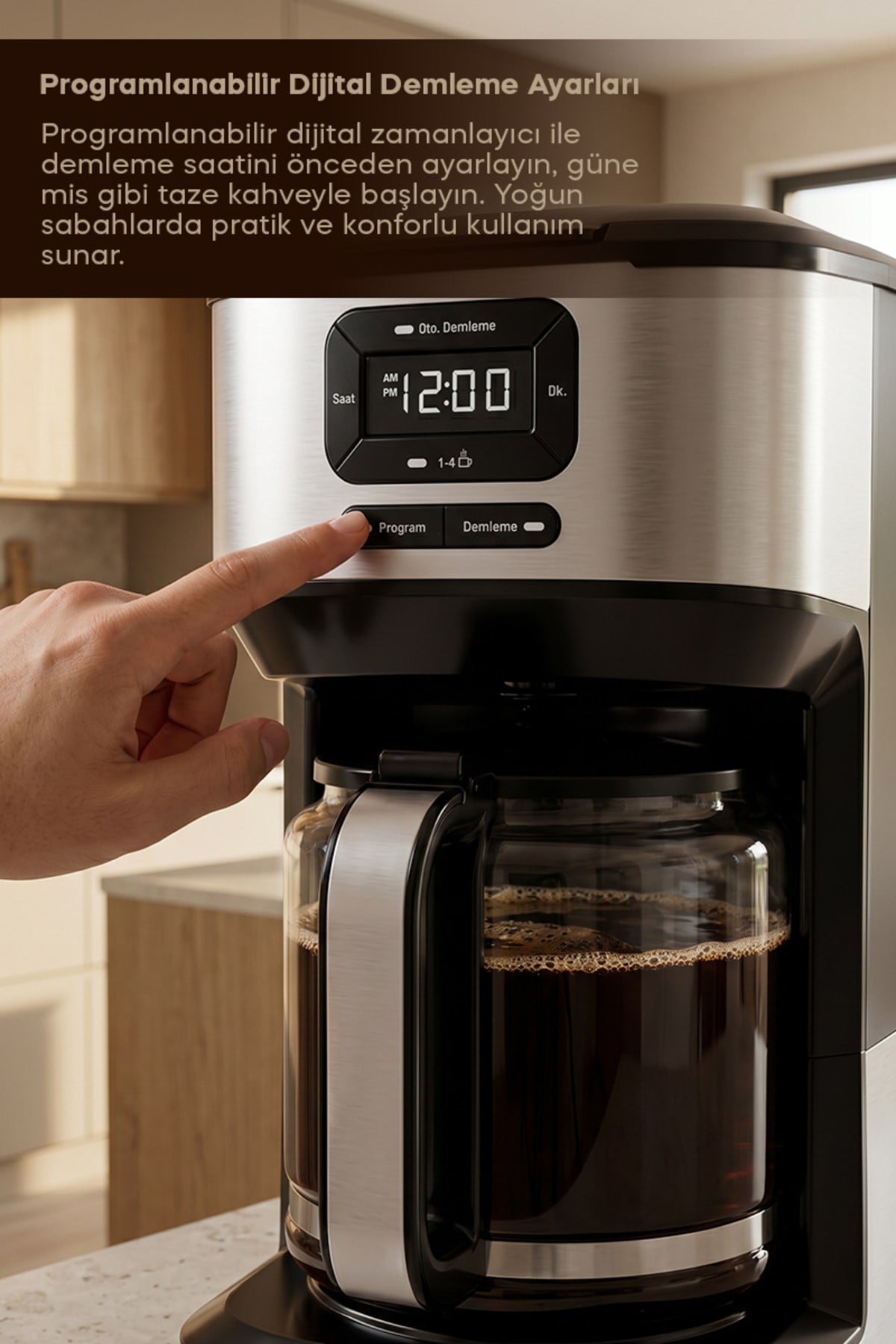 SCM-9042 Otomatik Zaman Ayarlı XL 14 Fincan Filtre Kahve Makinesi Dijital Göstergeli