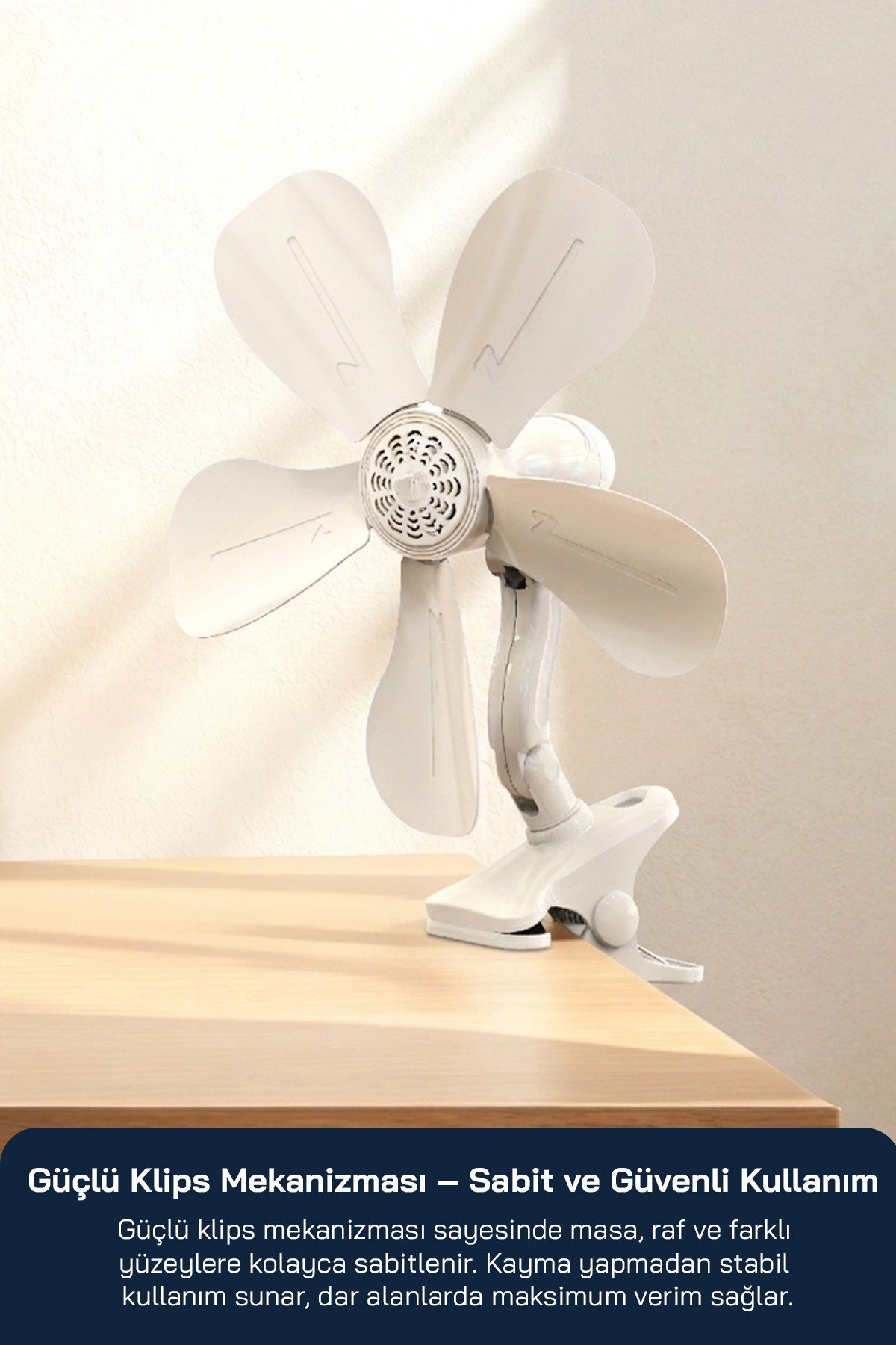 SF-7707 Klipsli Vantilatör 10W 5 Kanatlı Mini Fan Sessiz Taşınabilir Fan