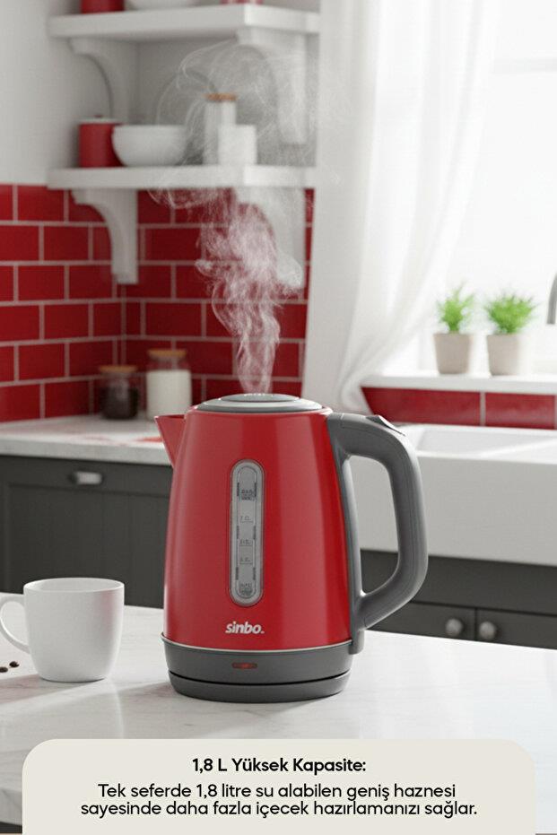 Sinbo Inox Su Isıtıcı Kettle  Paslanmaz Çelik SK-8031 Kırmızı