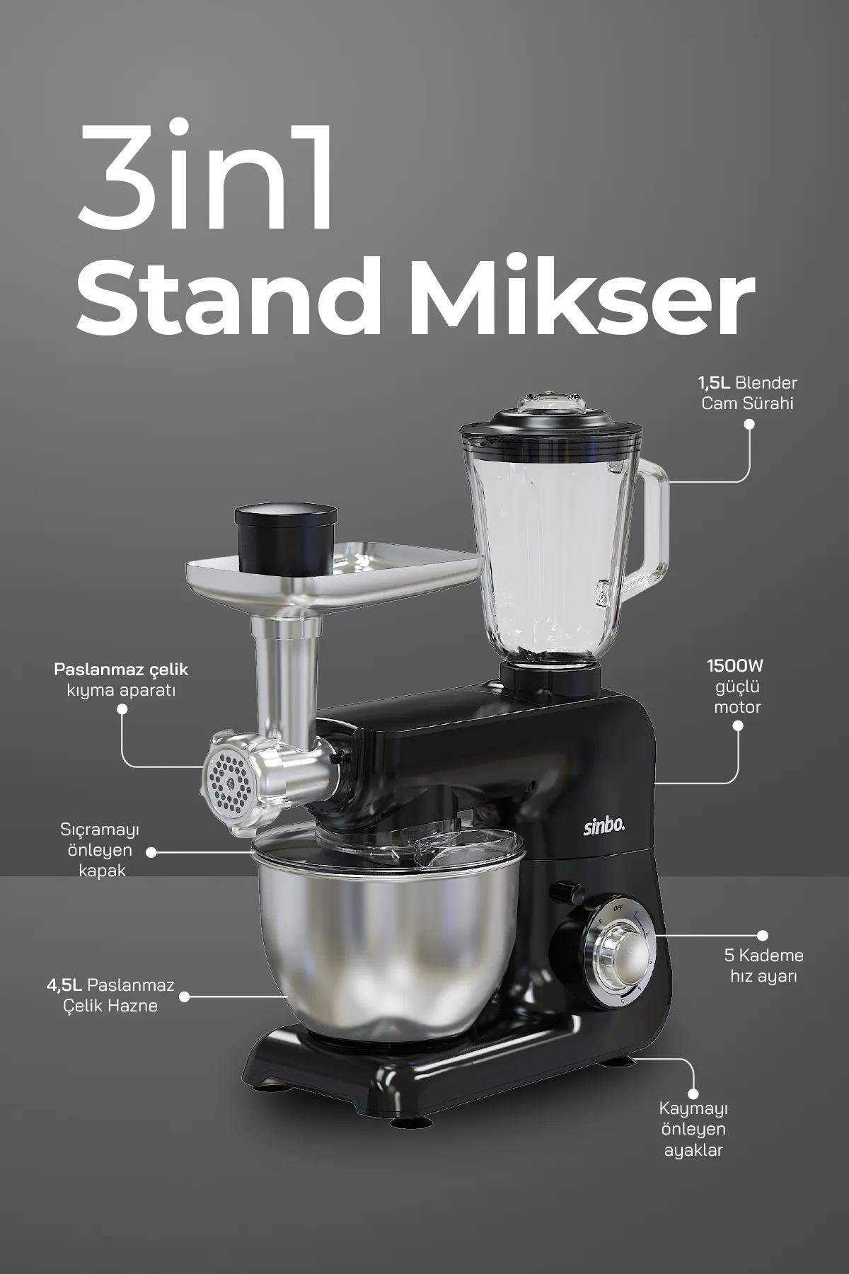 SMX-2775 Çok Amaçlı Mutfak Şefi ( Hamur - Kıyma - Blender Makinesi ) Hediye Spatula Seti
