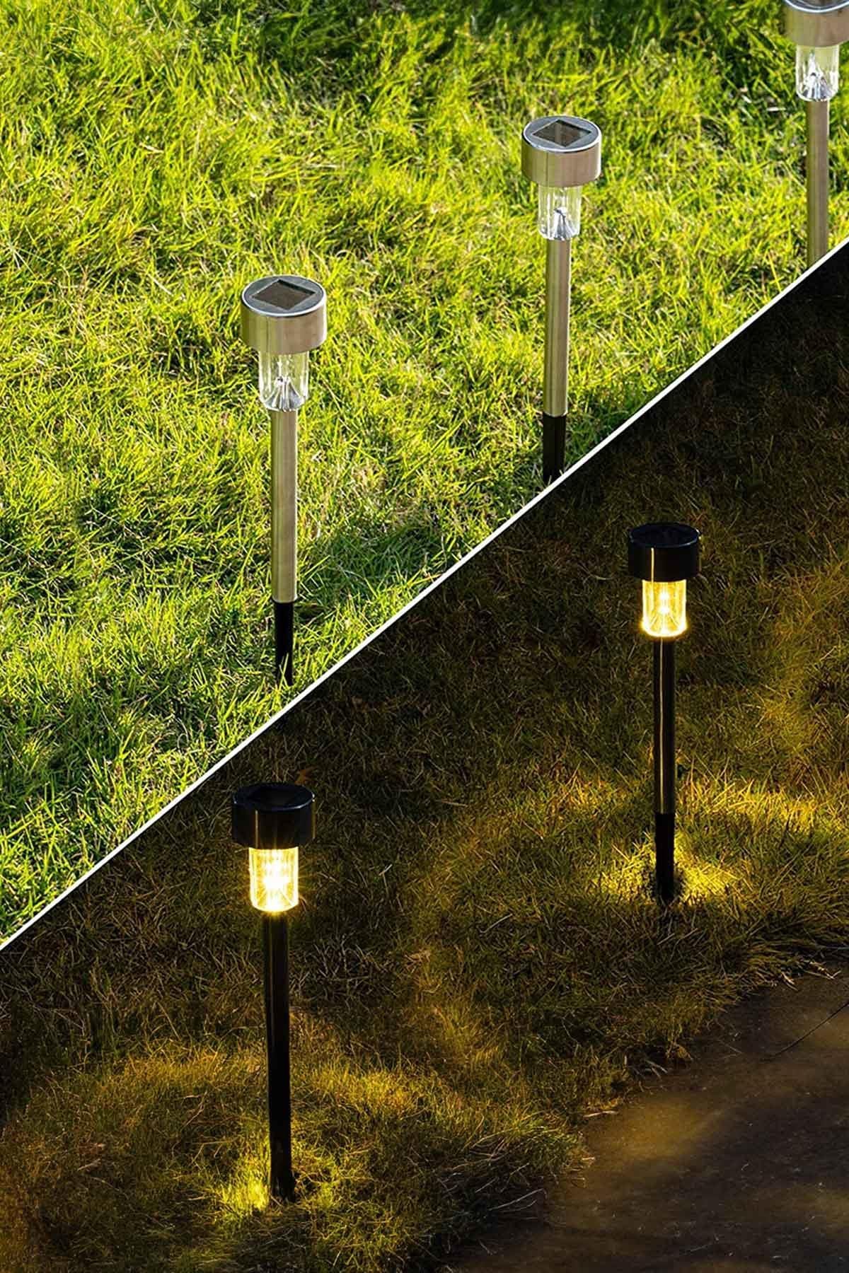 SOLAR GÜNEŞ ENERJİLİ BAHÇE LAMBASI GÜN IŞIĞI SARI LEDLİ METAL GÖVDELİ (10 ADET ) DG1228