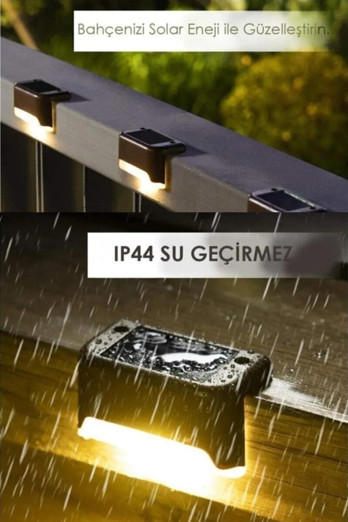 Solar Güneş Enerjili Köşebent Merdiven Veranda Bahçe Led Lamba Tekli Dekor Bahçe Aydınlatma 1 Adet DG-998