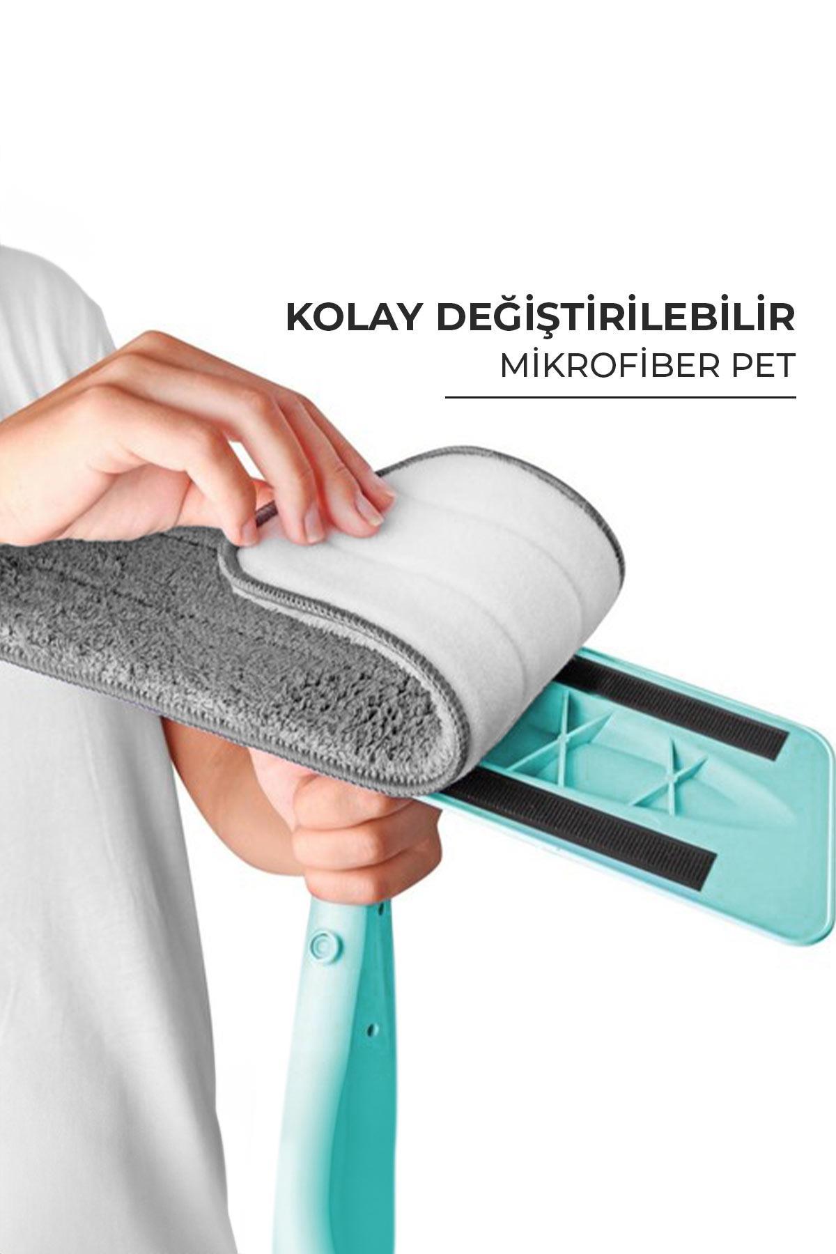 Sprey Mop Deterjan Hazneli 1+3 Adet Moplu Spreyli Temizlik Paspası 4 Bezli