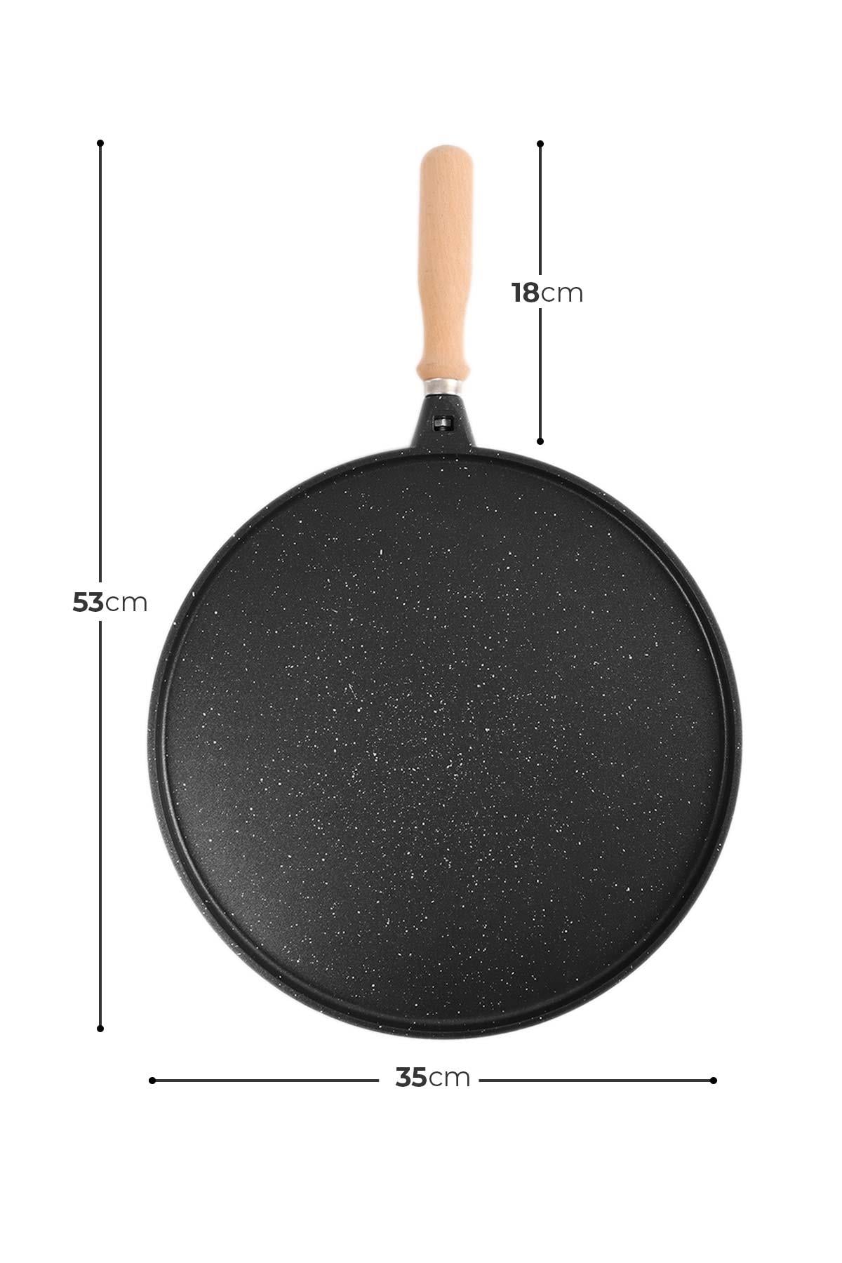 Tek Taraflı Döküm Granit Gözleme Bazlama Tavası Tek Taraflı 36 cm, Spatula Hediye